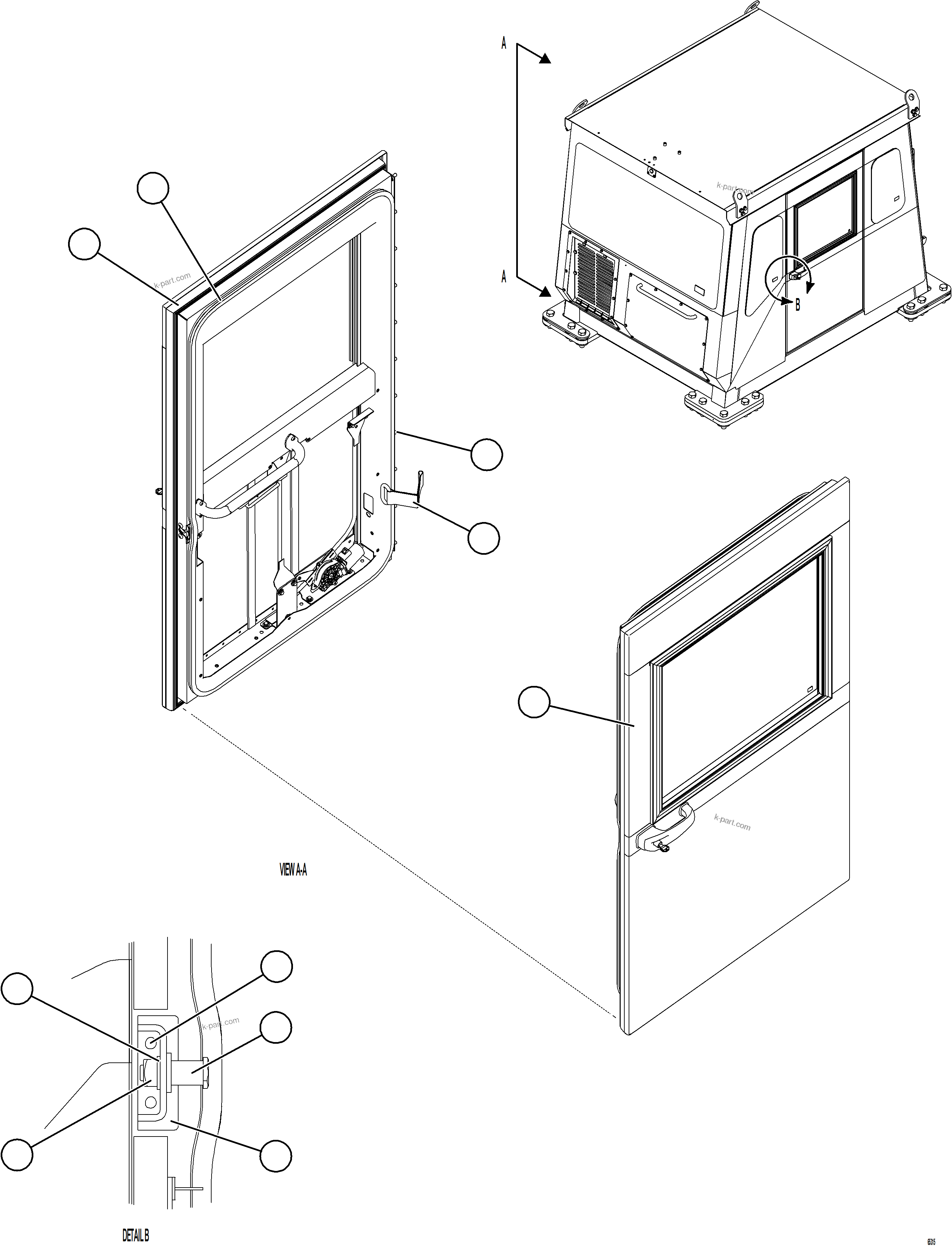Komatsu parts book diagram for AFE78-CT 930E-5 S/N A40318 - A40321  SMS: CAB DOOR INSTALLATION
