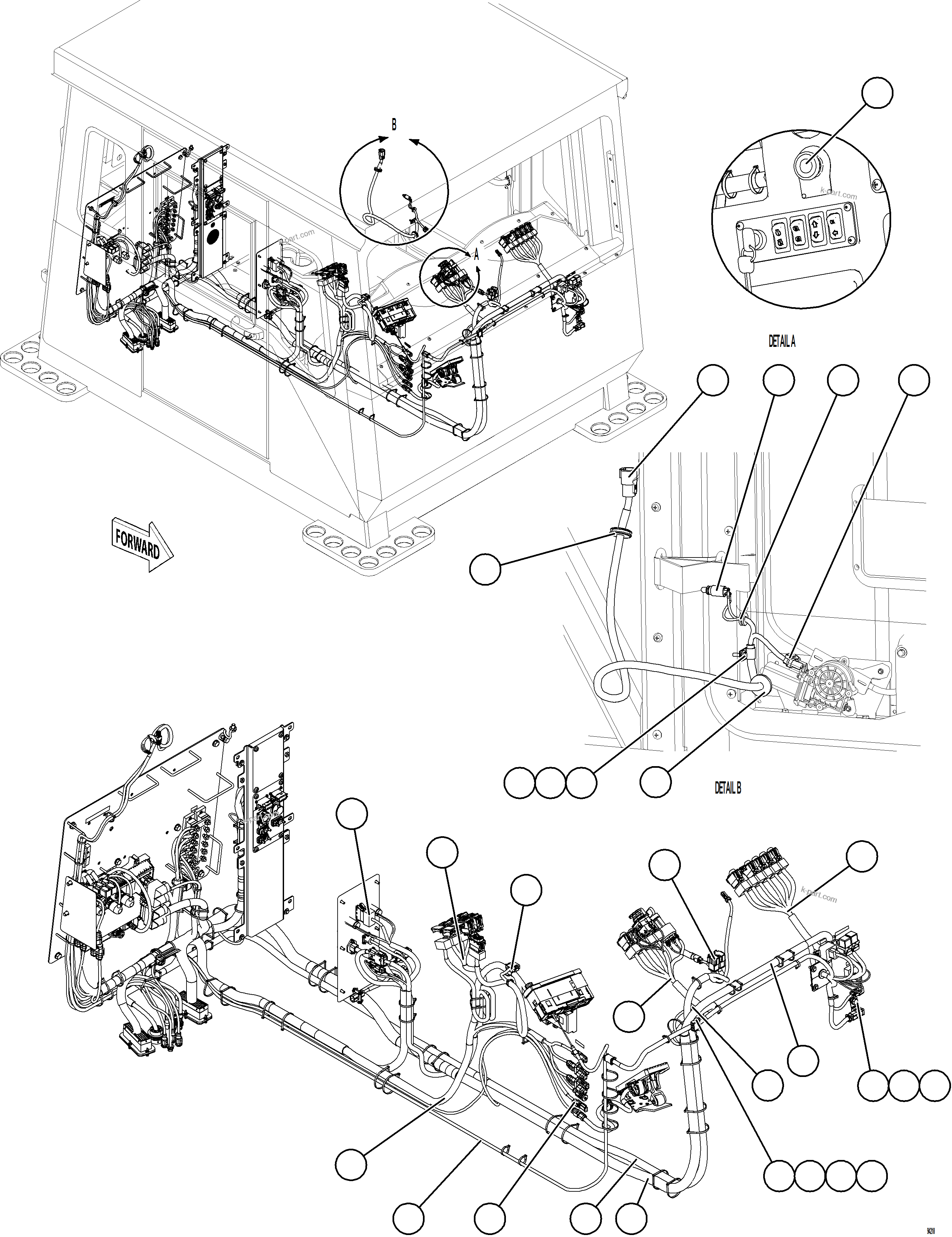 Komatsu parts book diagram for AFE78-CT 930E-5 S/N A40318 - A40321  SMS: CAB ELECTRICAL - BACK WALL    1/2