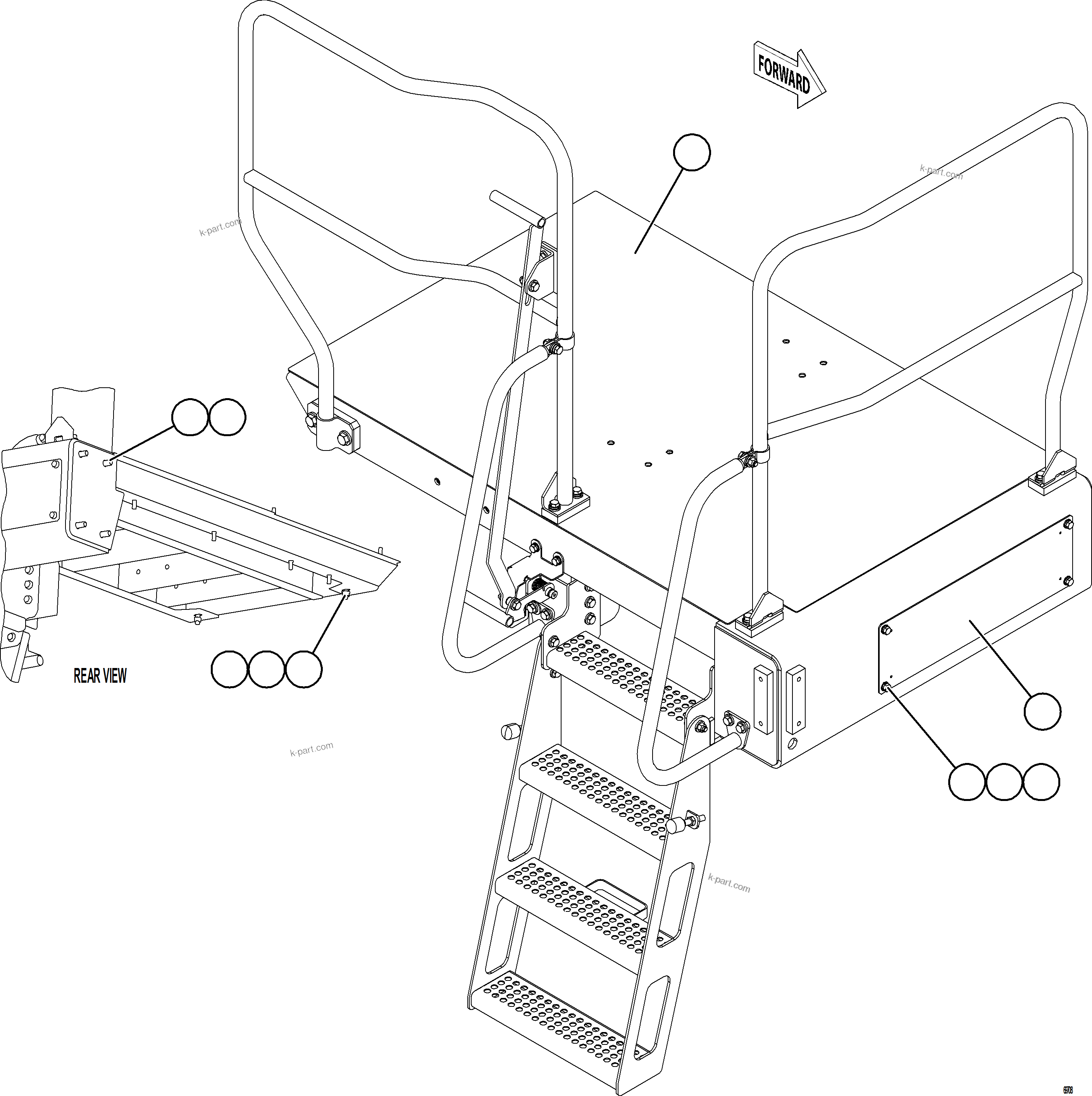 Komatsu parts book diagram for AFE78-CT 930E-5 S/N A40318 - A40321  SMS: RH LOWER PLATFORM INSTALLATION