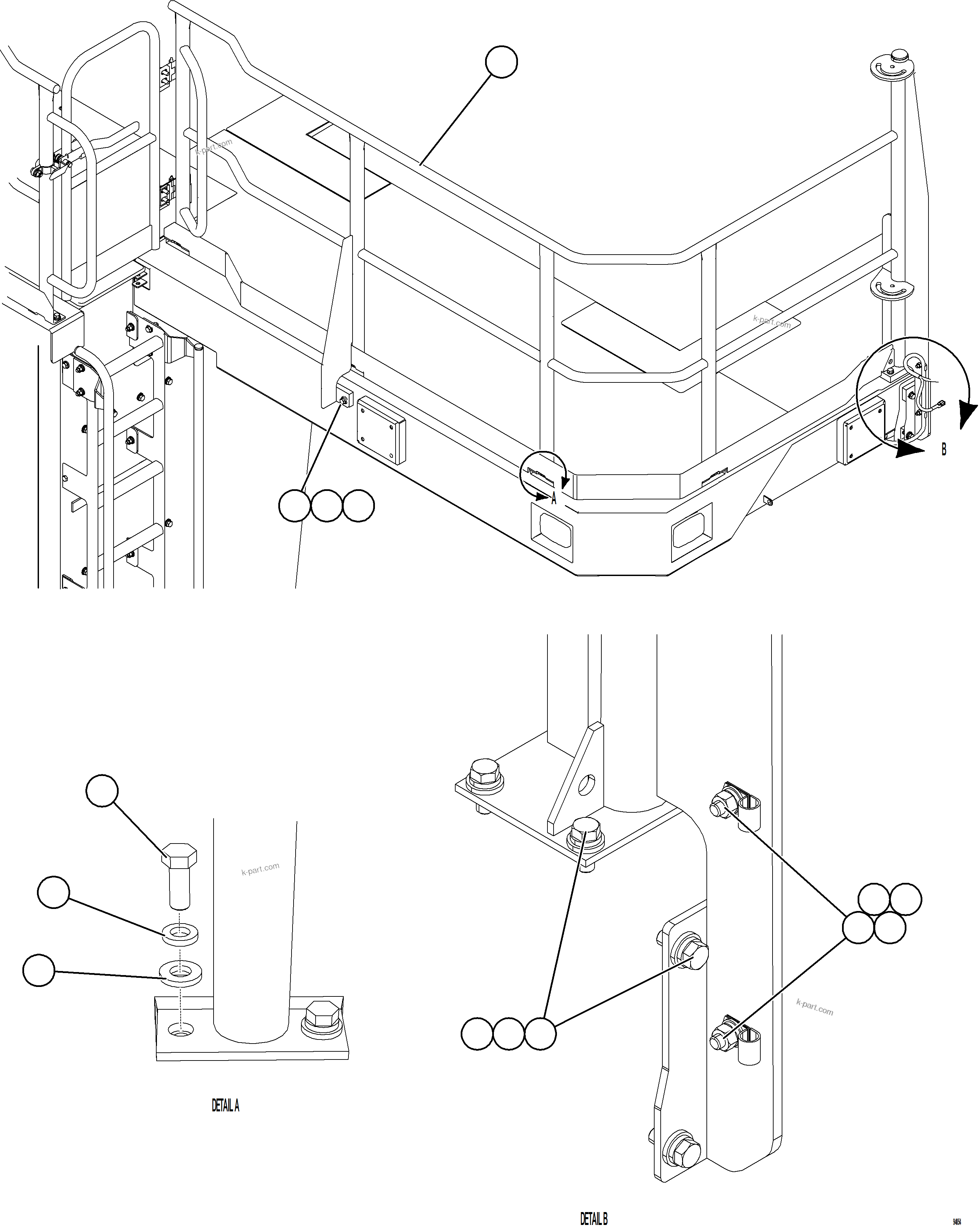 Komatsu parts book diagram for AFE78-CT 930E-5 S/N A40318 - A40321  SMS: LH DECK HANDRAILS    2/2