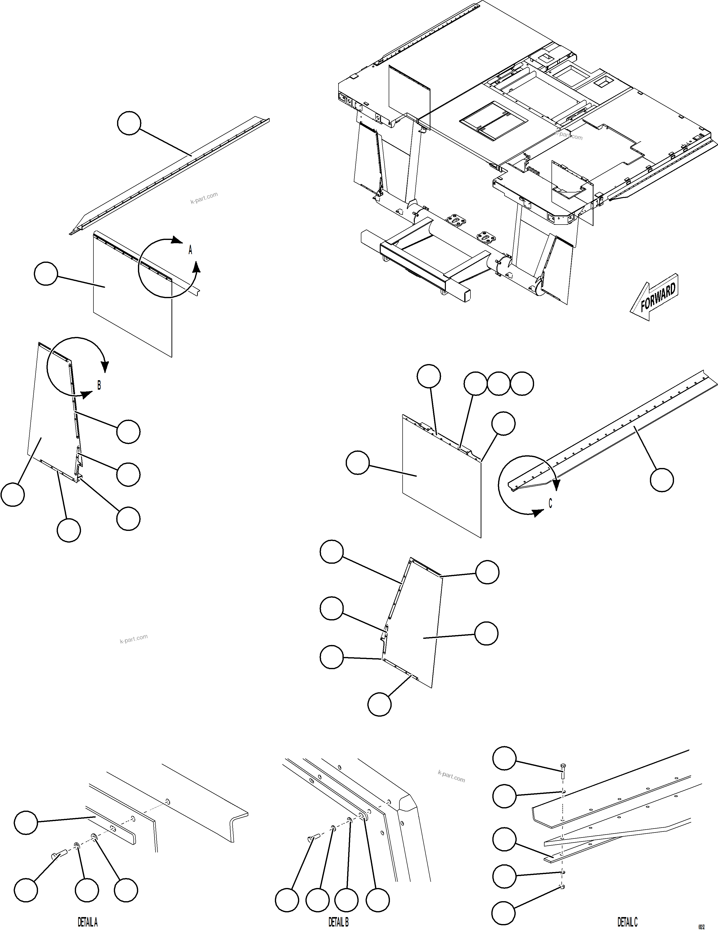 Komatsu parts book diagram for AFE78-CT 930E-5 S/N A40318 - A40321  SMS: DECK MUD FLAPS