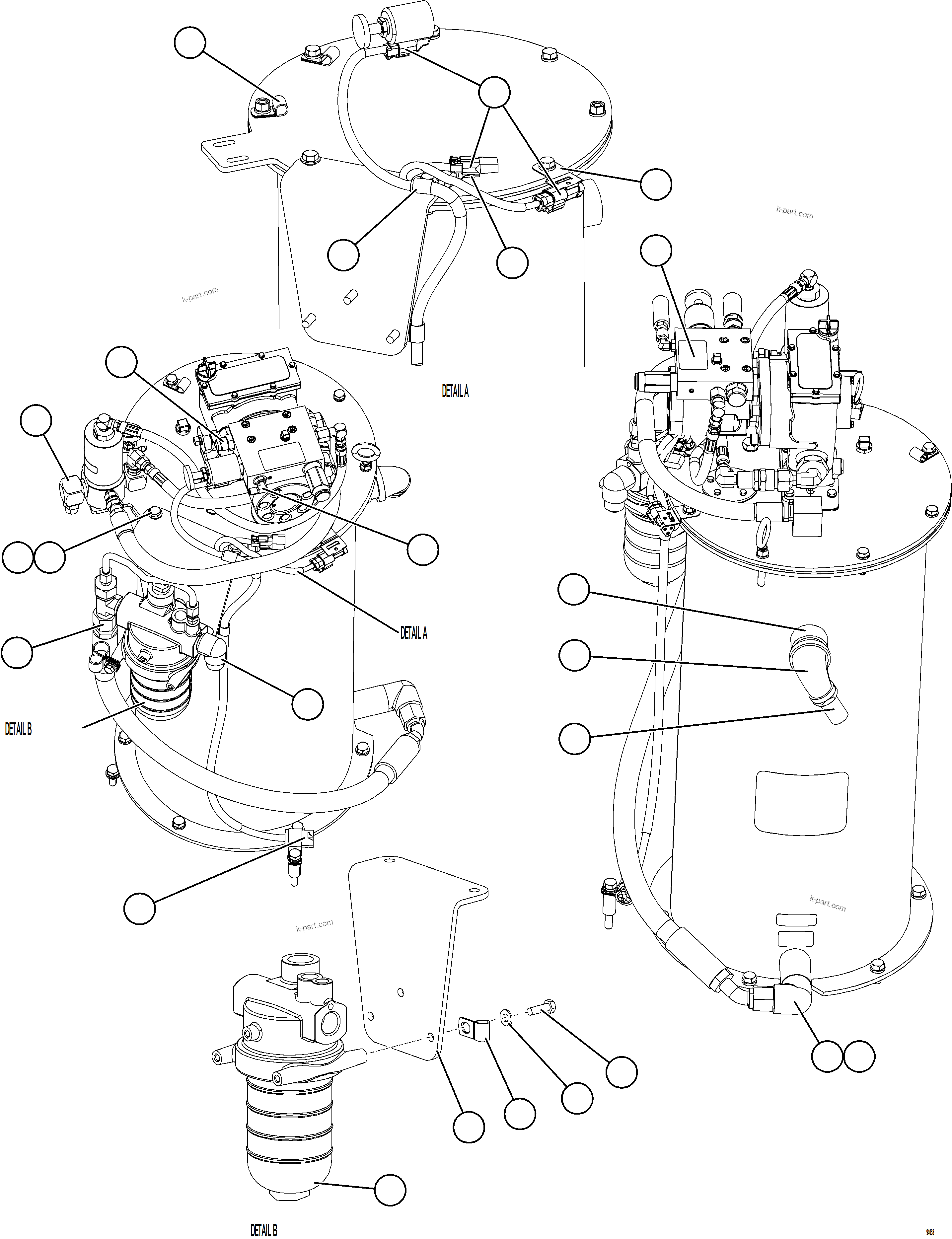 Komatsu parts book diagram for AFE78-CT 930E-5 S/N A40318 - A40321  SMS: LUBRICATION PUMP SUB-ASSEMBLY    1/2