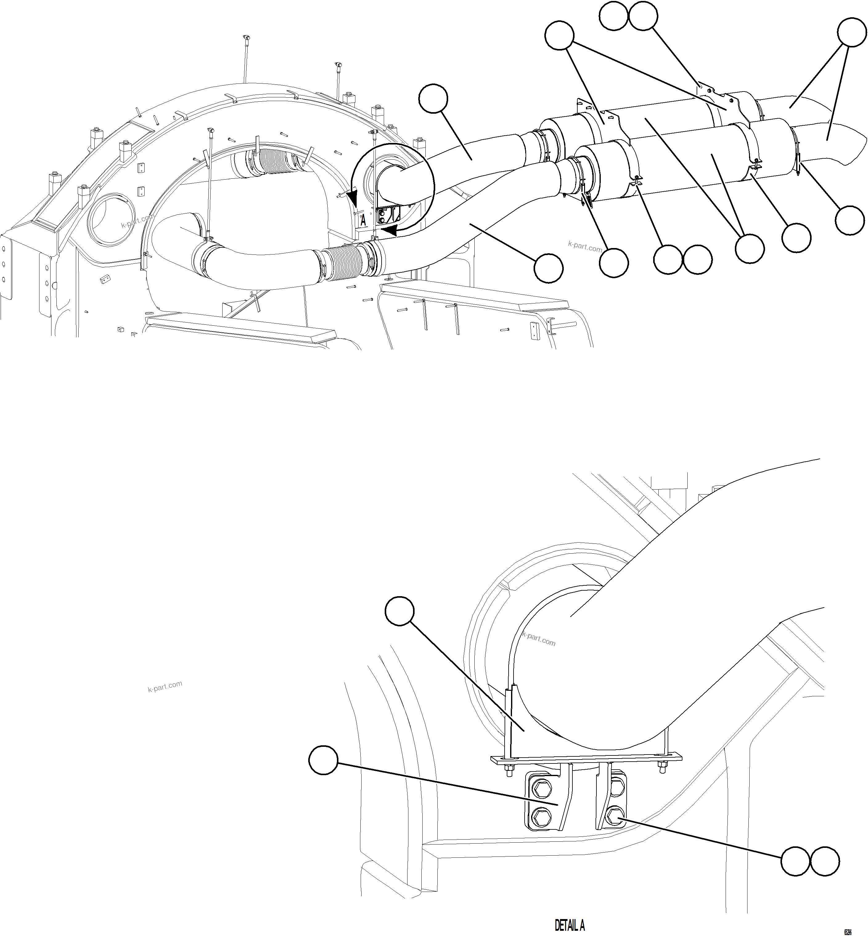 Komatsu parts book diagram for AFE78-DJ 930E-5 S/N A40362 - A40363,A40374  KAL: EXHAUST PIPING - REAR