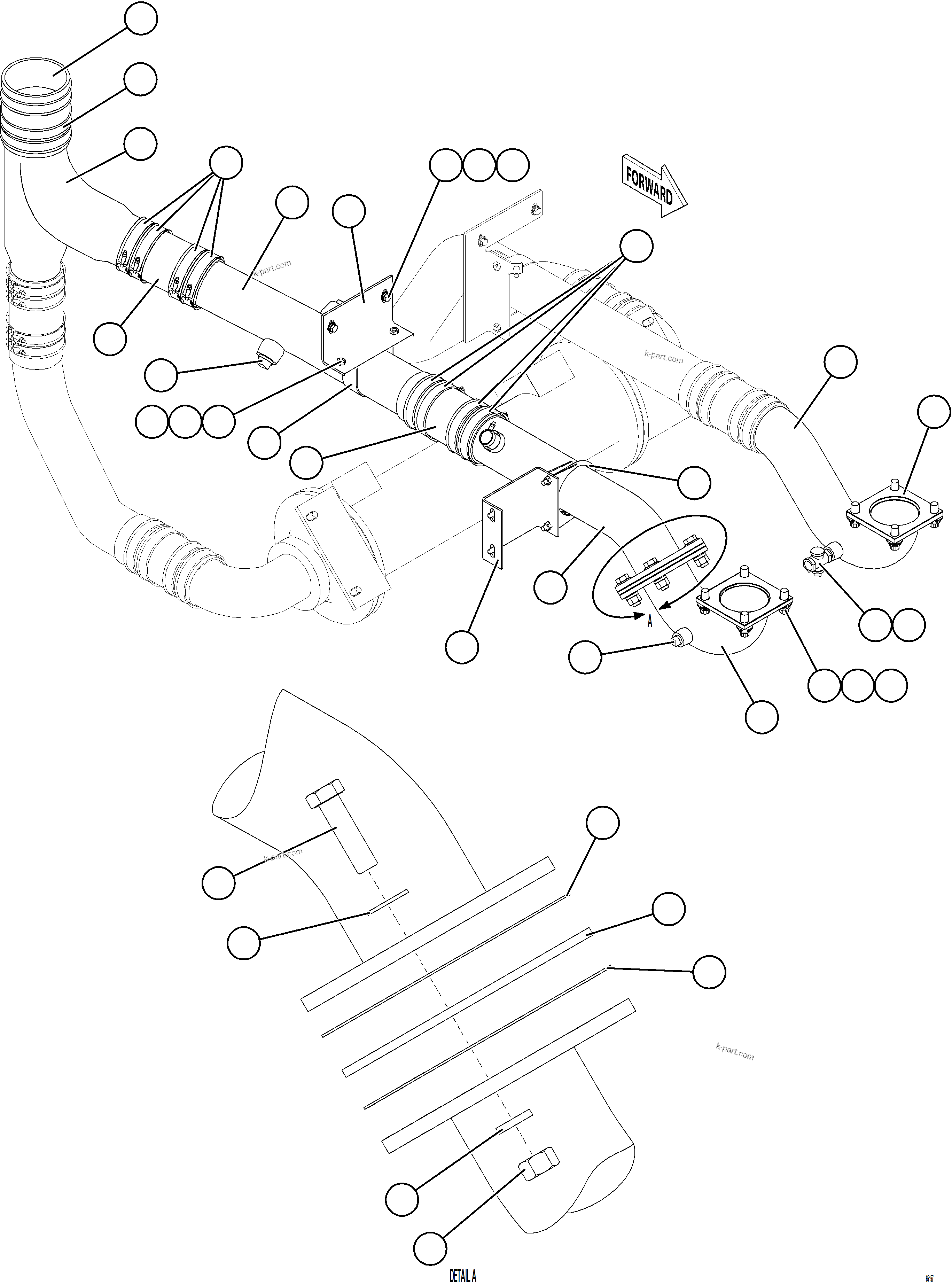 Komatsu parts book diagram for AFE78-DJ 930E-5 S/N A40362 - A40363,A40374  KAL: RADIATOR PIPING    4/4