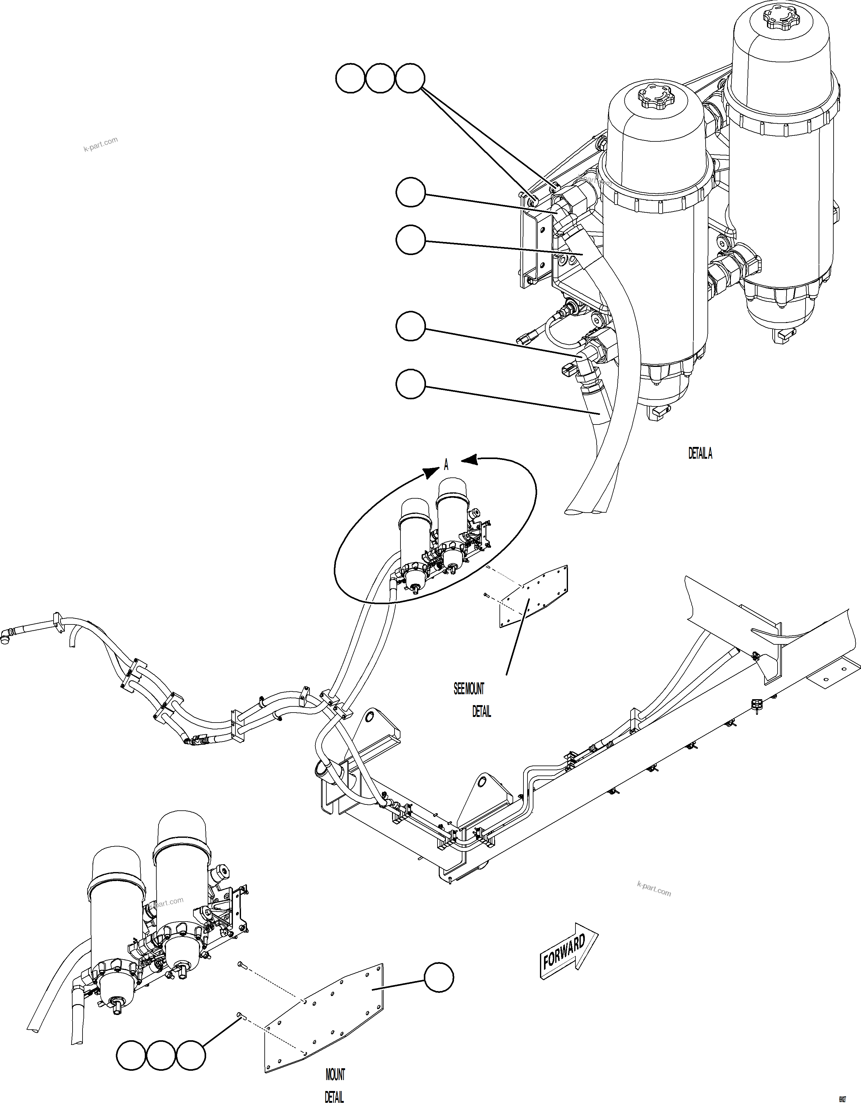 Komatsu parts book diagram for AFE78-DJ 930E-5 S/N A40362 - A40363,A40374  KAL: FUEL SYSTEM PIPING    4/4