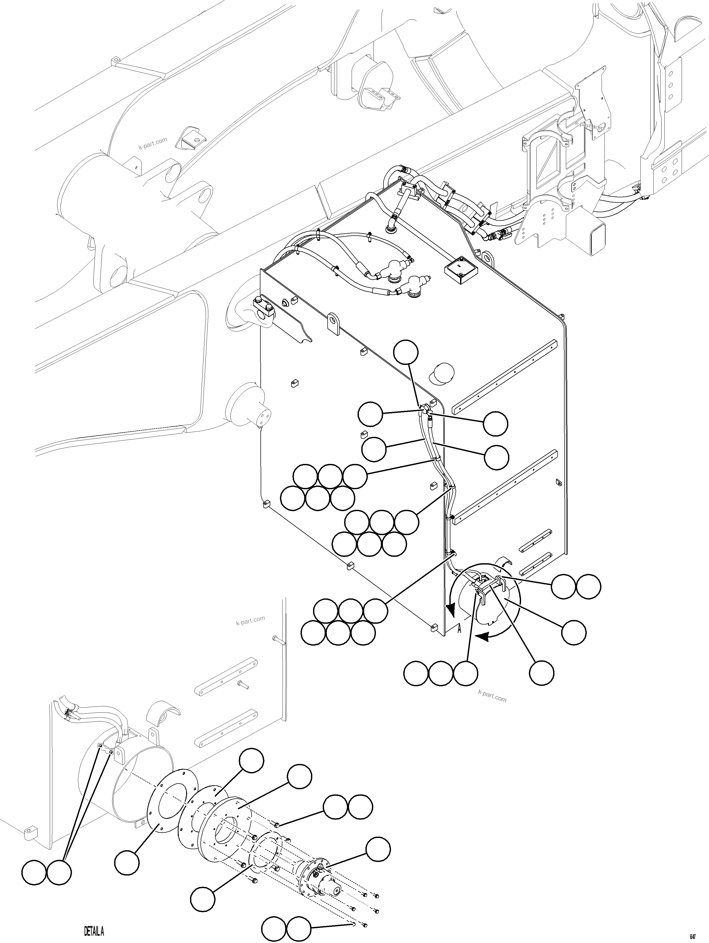 Komatsu parts book diagram for AFE78-DJ 930E-5 S/N A40362 - A40363,A40374  KAL: FUEL TANK REMOTE FILL - RH