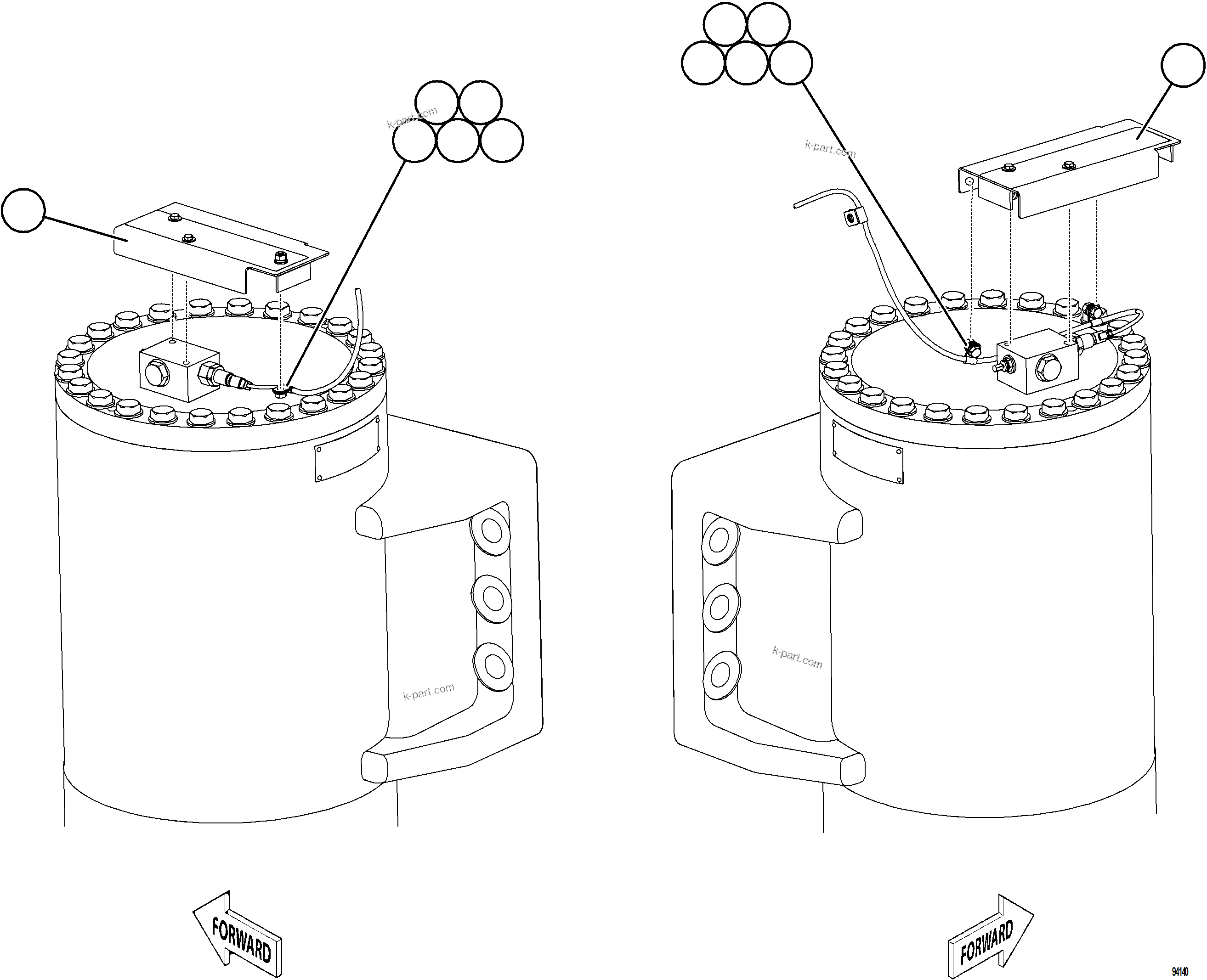 Komatsu parts book diagram for AFE78-DJ 930E-5 S/N A40362 - A40363,A40374  KAL: PLM PRESSURE SENSOR - FRONT SUSPENSIONS    1/2
