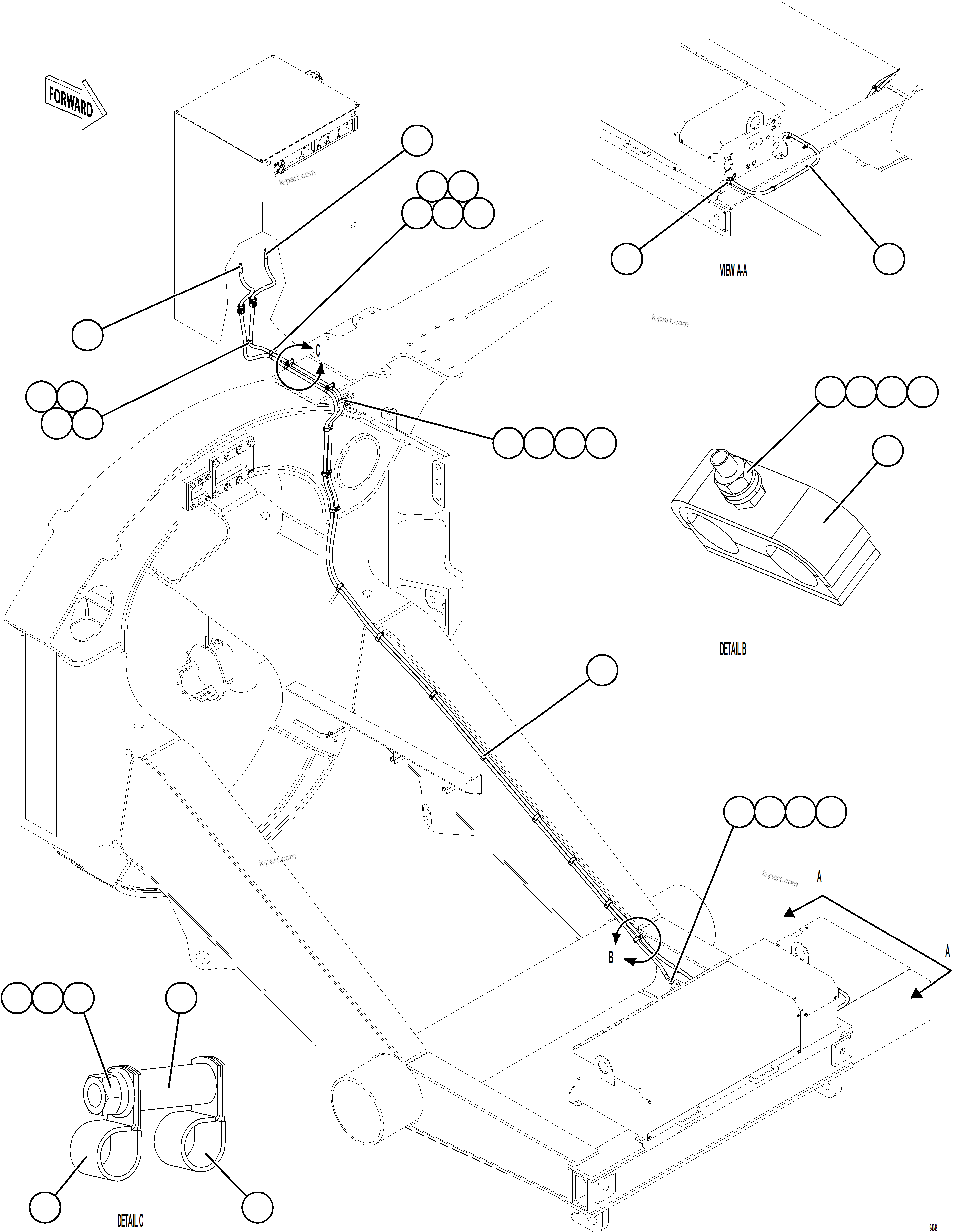 Komatsu parts book diagram for AFE78-DJ 930E-5 S/N A40362 - A40363,A40374  KAL: AUXILIARY CONTROL CABINET POWER CABLES