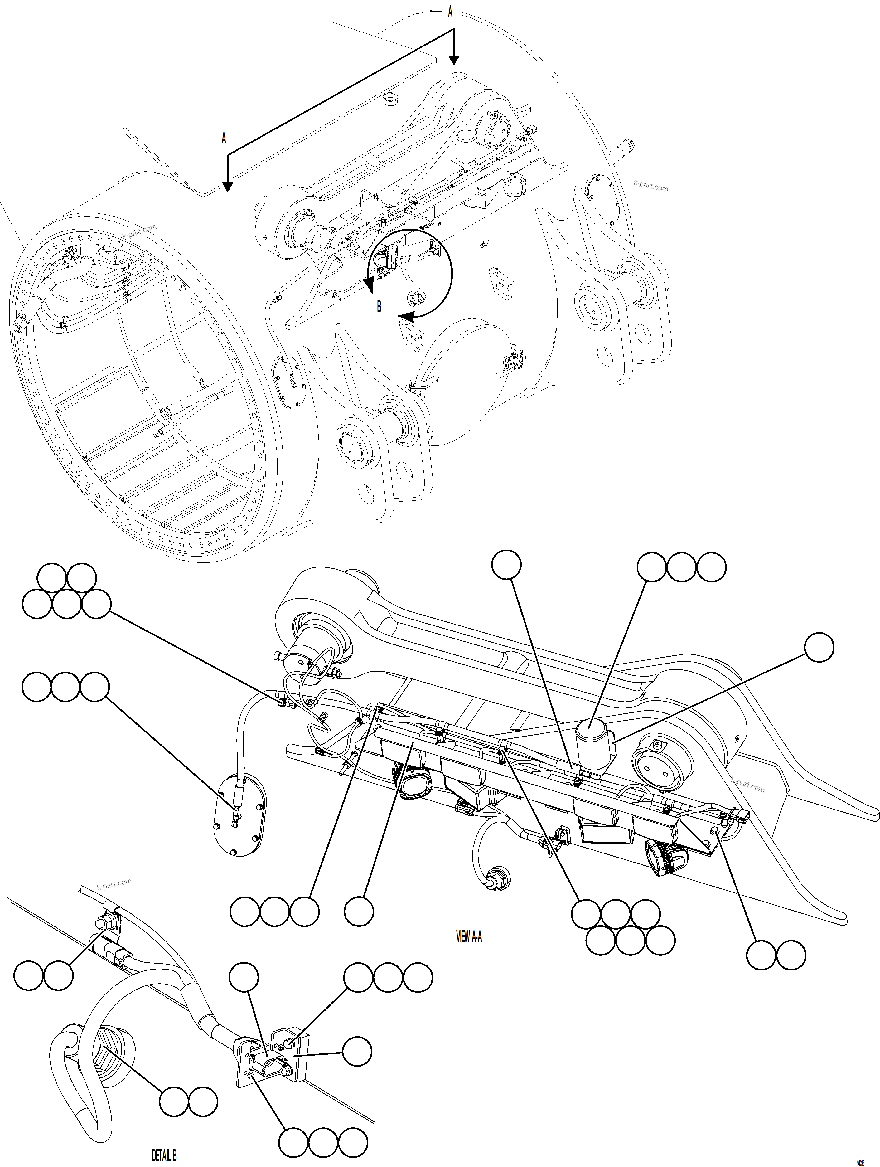 Komatsu parts book diagram for AFE78-DJ 930E-5 S/N A40362 - A40363,A40374  KAL: REAR AXLE BLOWER PRESSURE SWITCH INSTALLATION  2/2