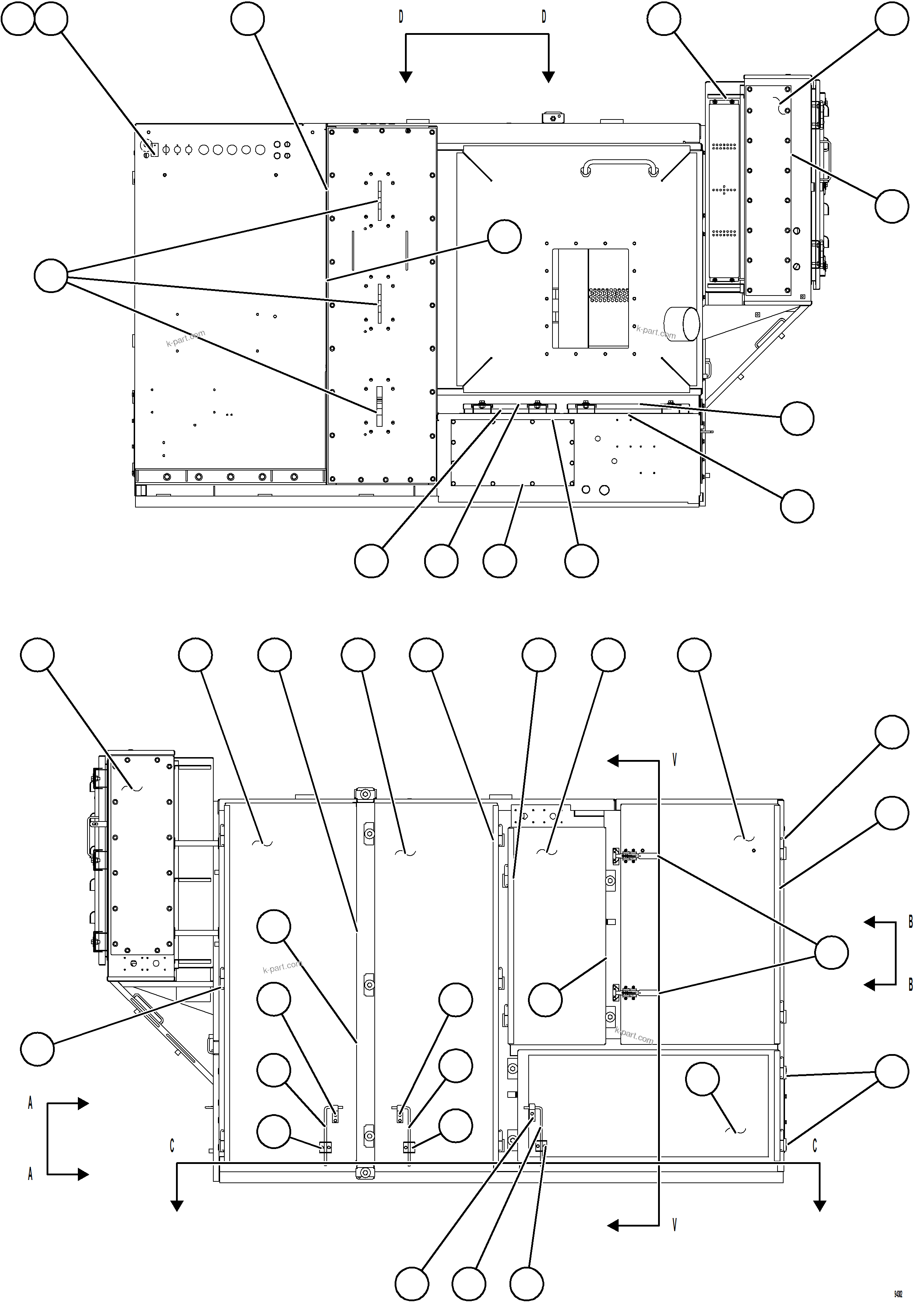 Komatsu parts book diagram for AFE78-DJ 930E-5 S/N A40362 - A40363,A40374  KAL: CONTROL CABINET    18/20    58F-01-01050