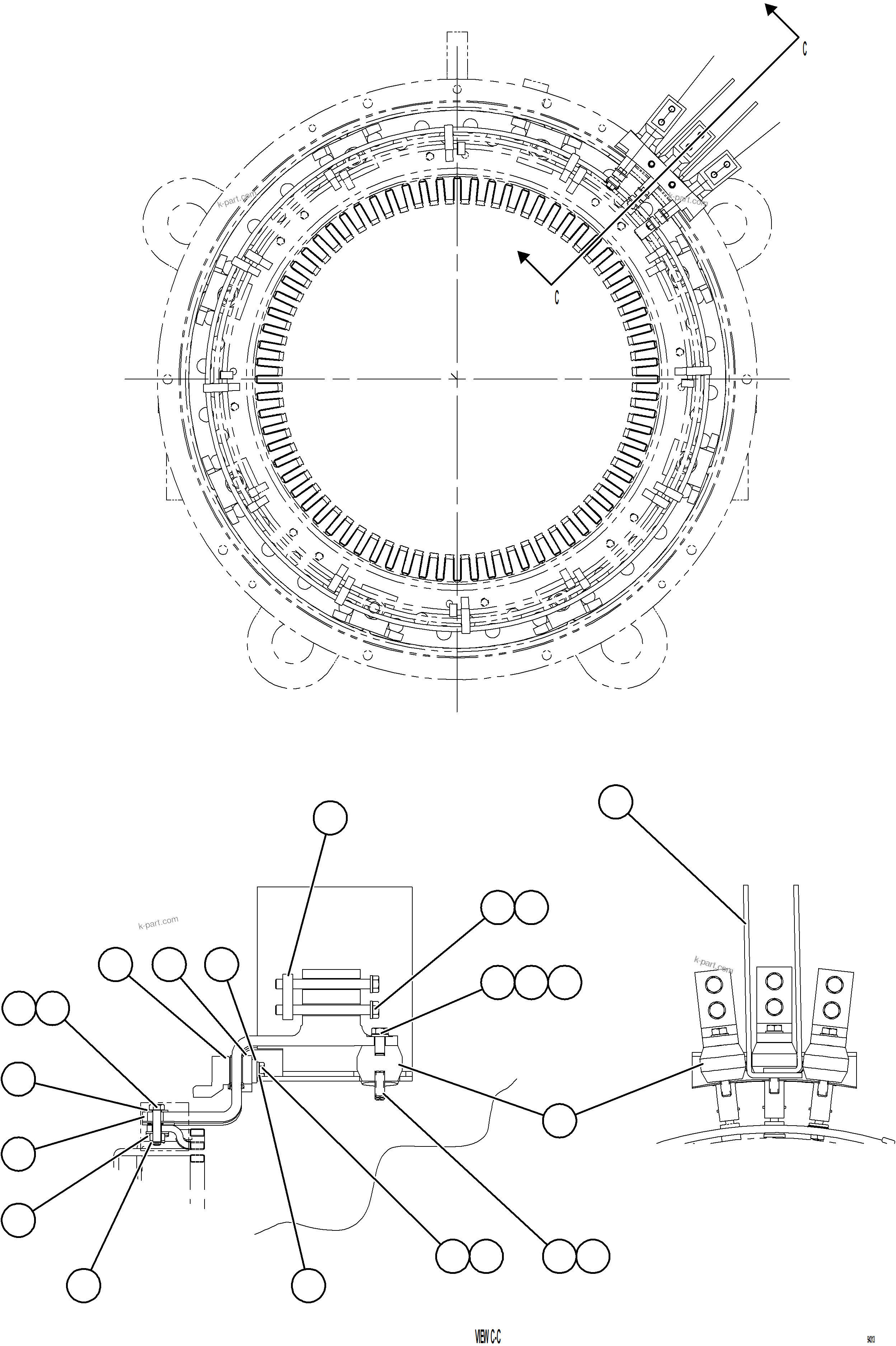 Komatsu parts book diagram for AFE78-DJ 930E-5 S/N A40362 - A40363,A40374  KAL: ALTERNATOR ASSEMBLY    6/6    58F-06-11303