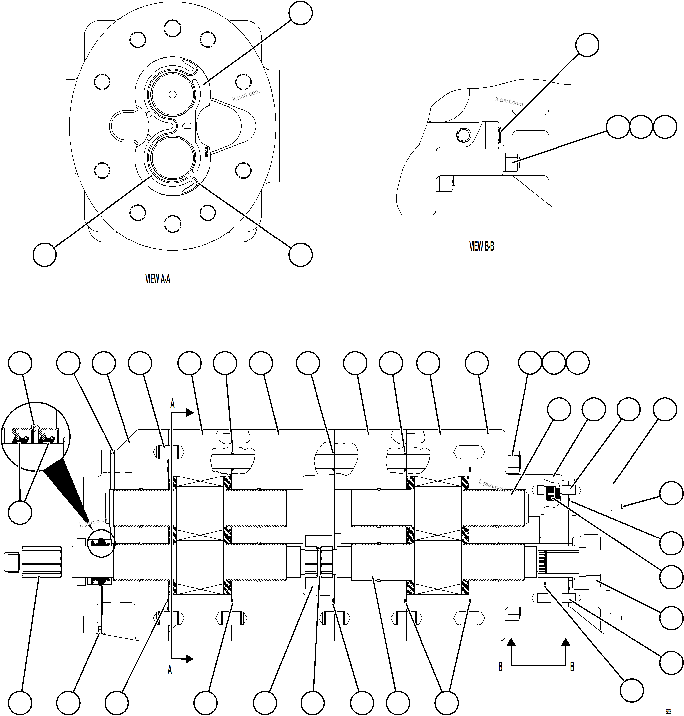 Komatsu parts book diagram for AFE78-DJ 930E-5 S/N A40362 - A40363,A40374  KAL: HOIST PUMP ASSEMBLY    PB9008