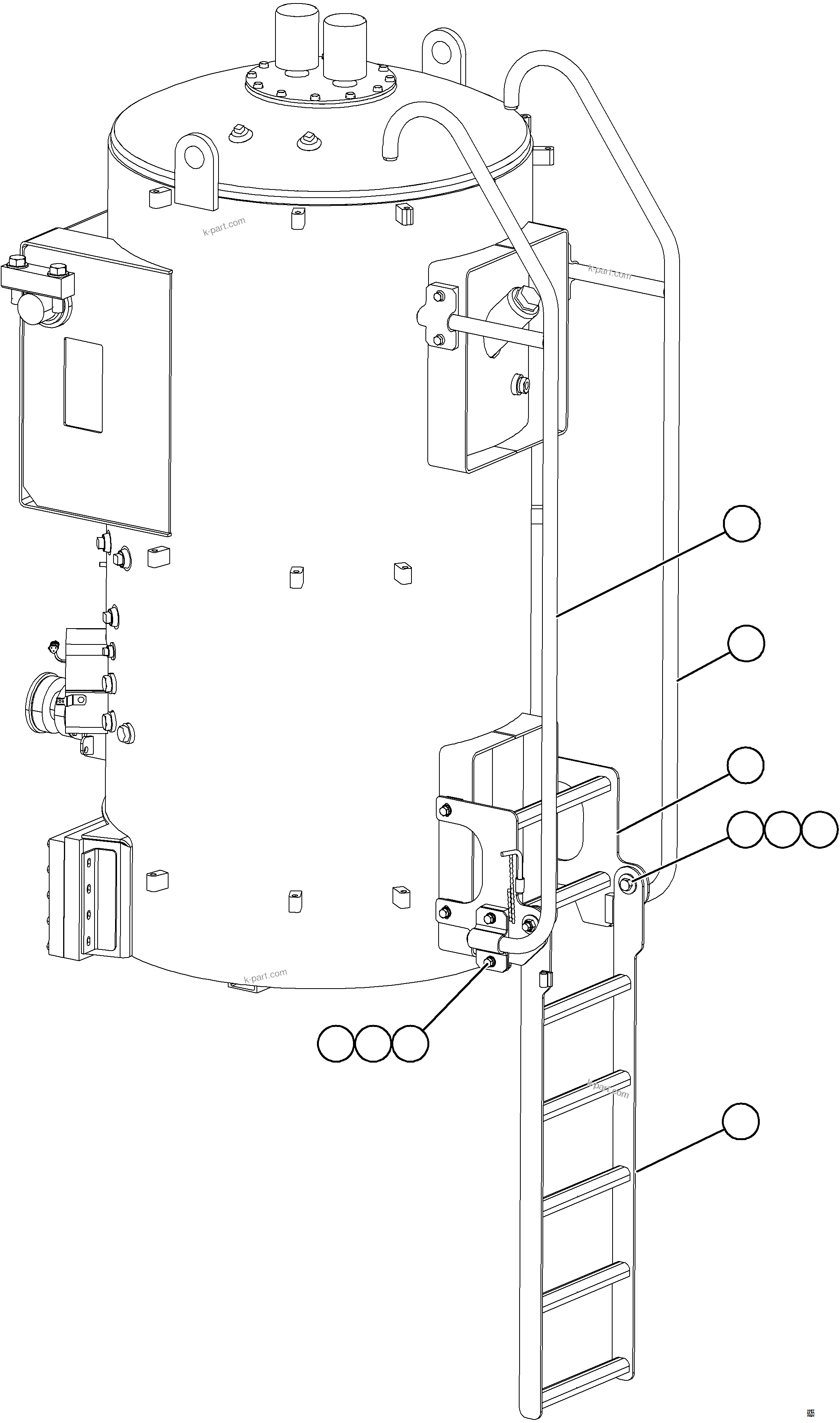 Komatsu parts book diagram for AFE78-DJ 930E-5 S/N A40362 - A40363,A40374  KAL: HYDRAULIC TANK LADDER