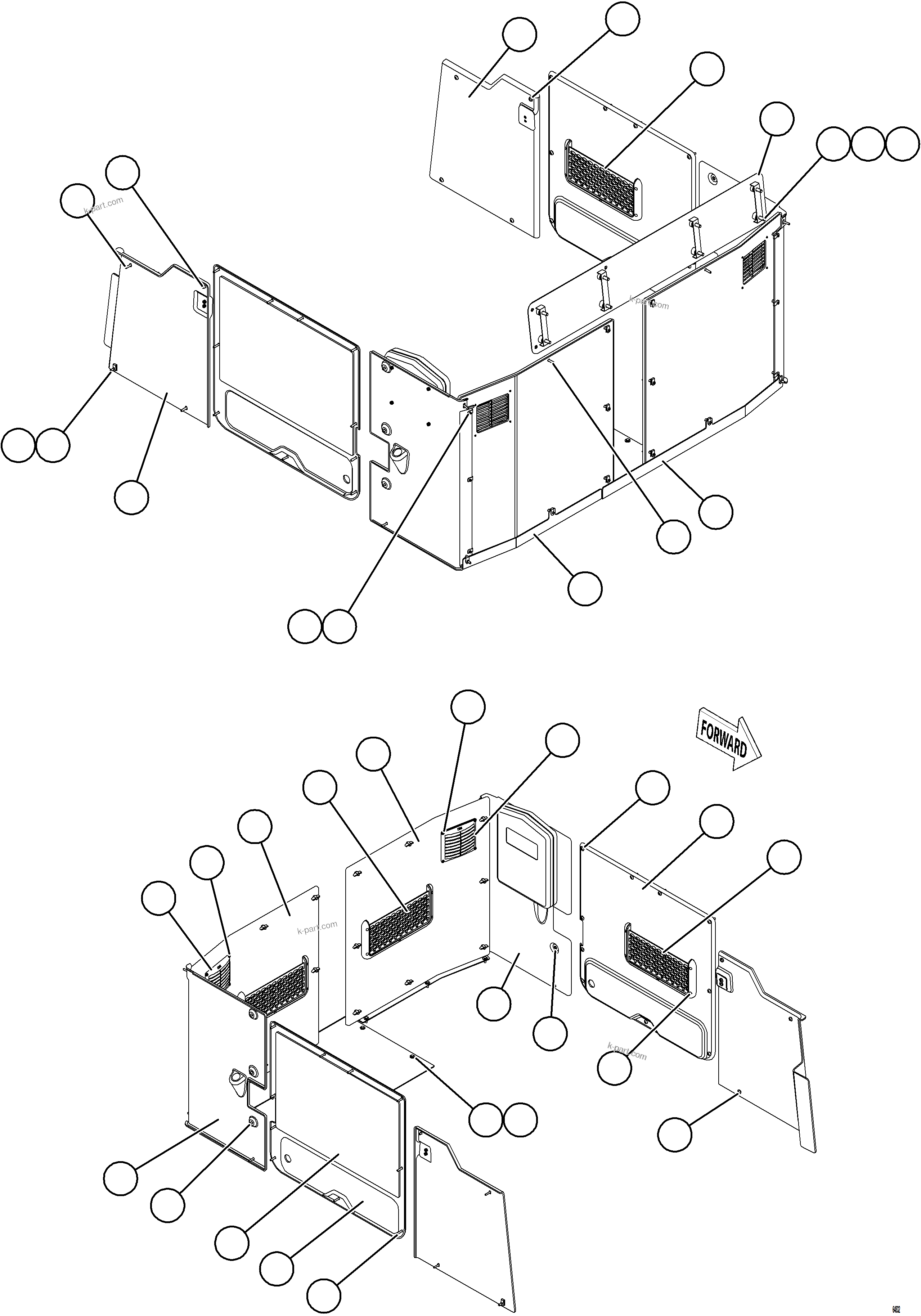Komatsu parts book diagram for AFE78-DJ 930E-5 S/N A40362 - A40363,A40374  KAL: CAB INTERIOR COVERS