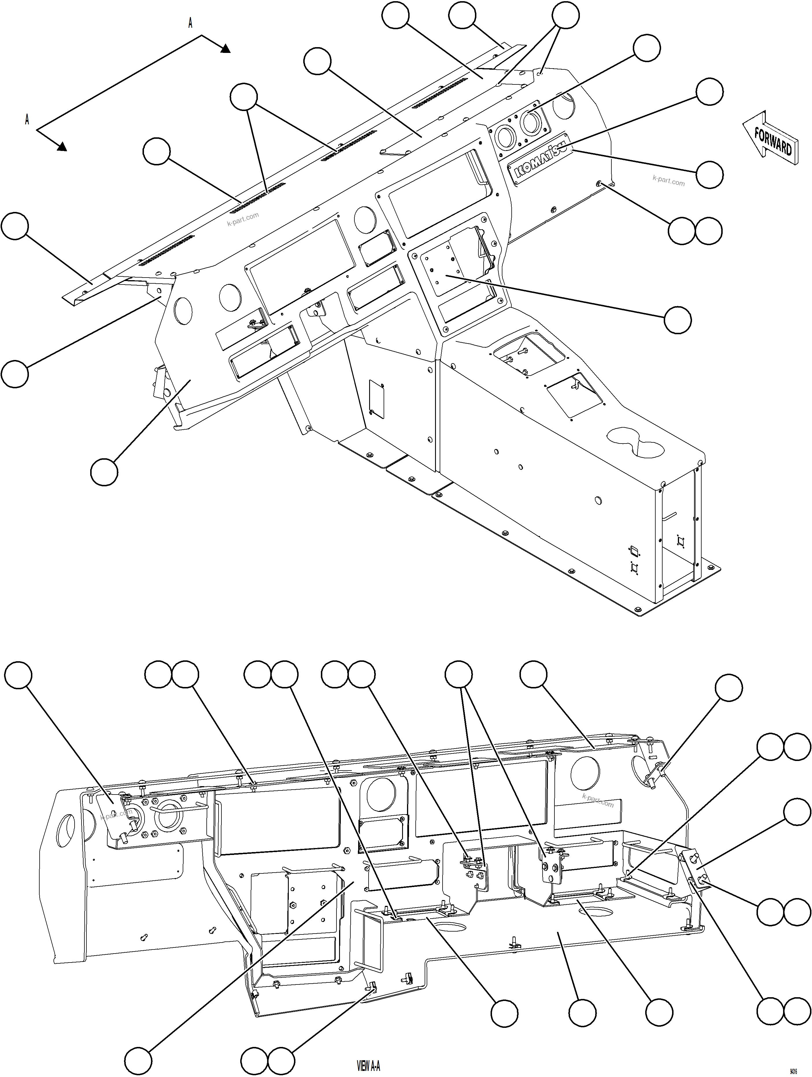 Komatsu parts book diagram for AFE78-DJ 930E-5 S/N A40362 - A40363,A40374  KAL: INSTRUMENT PANEL