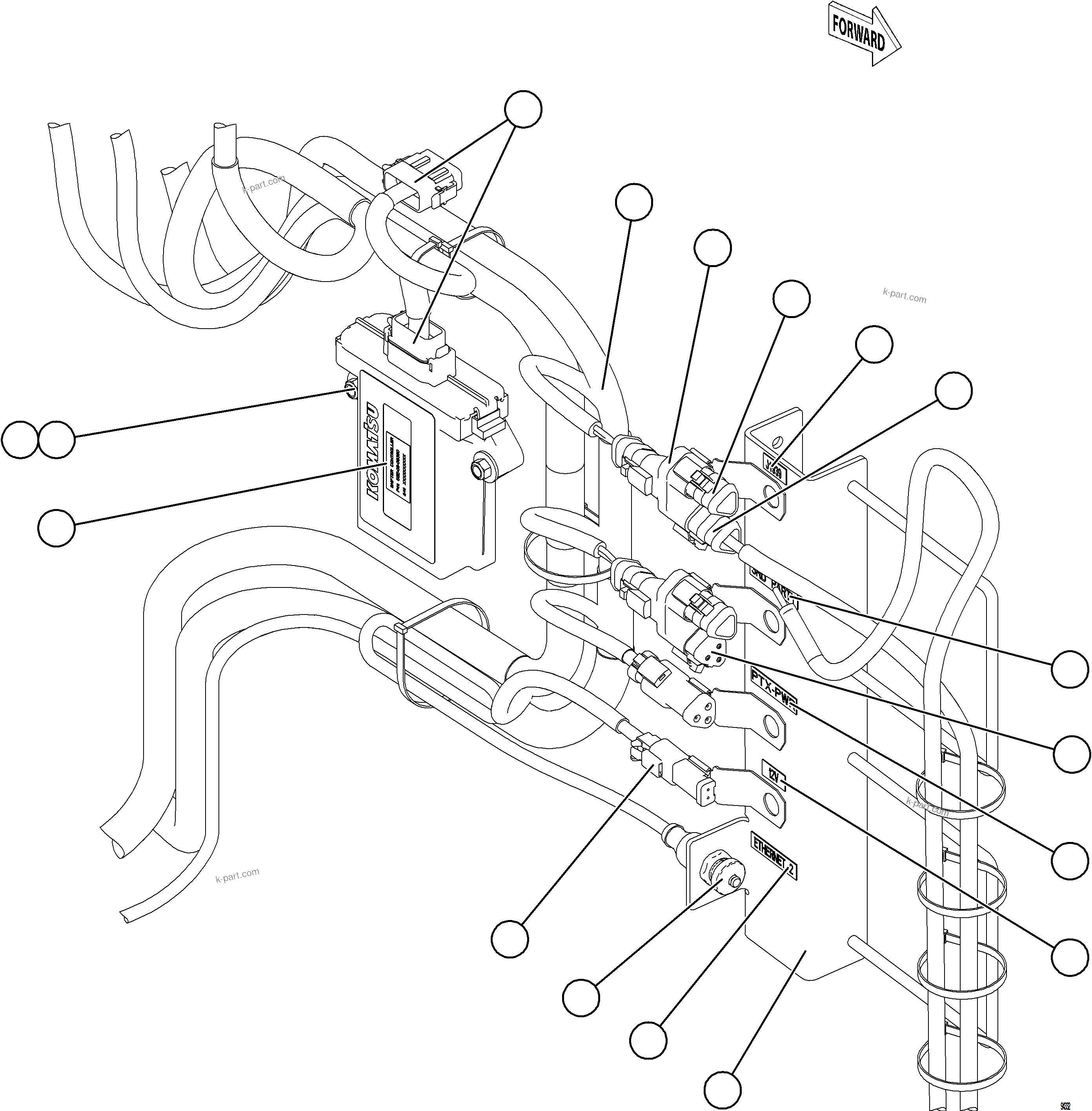 Komatsu parts book diagram for AFE78-DJ 930E-5 S/N A40362 - A40363,A40374  KAL: CENTER CONSOLE MODULE - ELECTRICAL    2/2