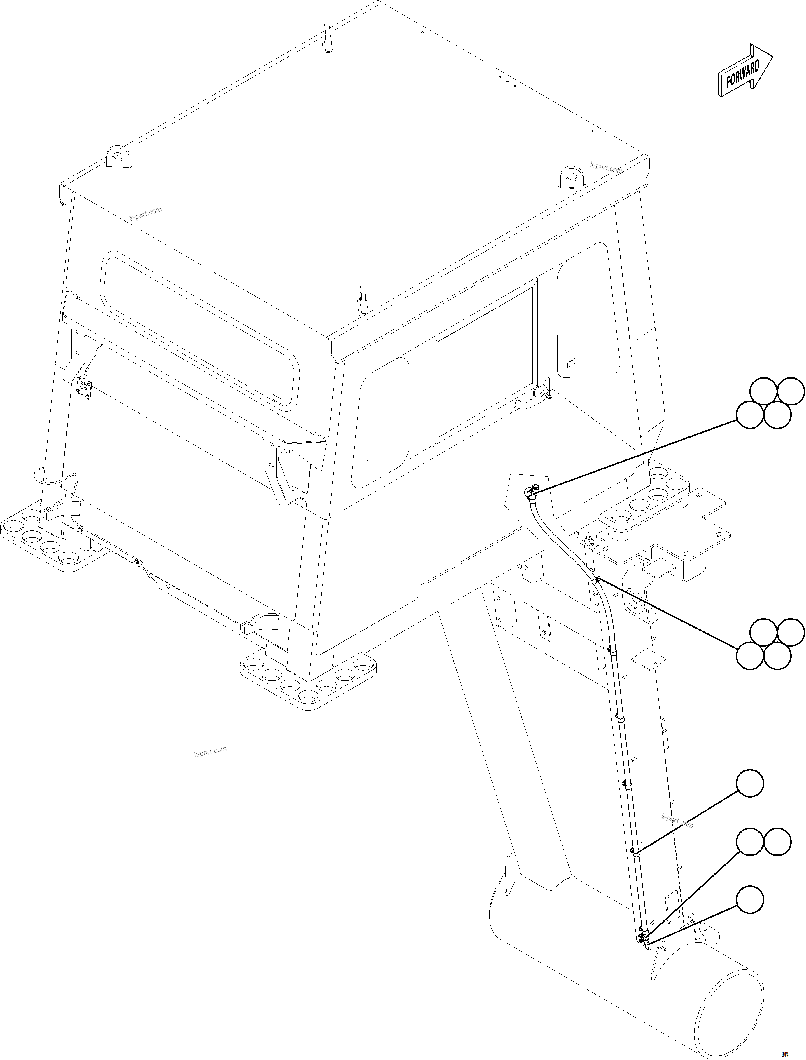 Komatsu parts book diagram for AFE78-DJ 930E-5 S/N A40362 - A40363,A40374  KAL: HEATER/AC DRAIN HOSE INSTALLATION