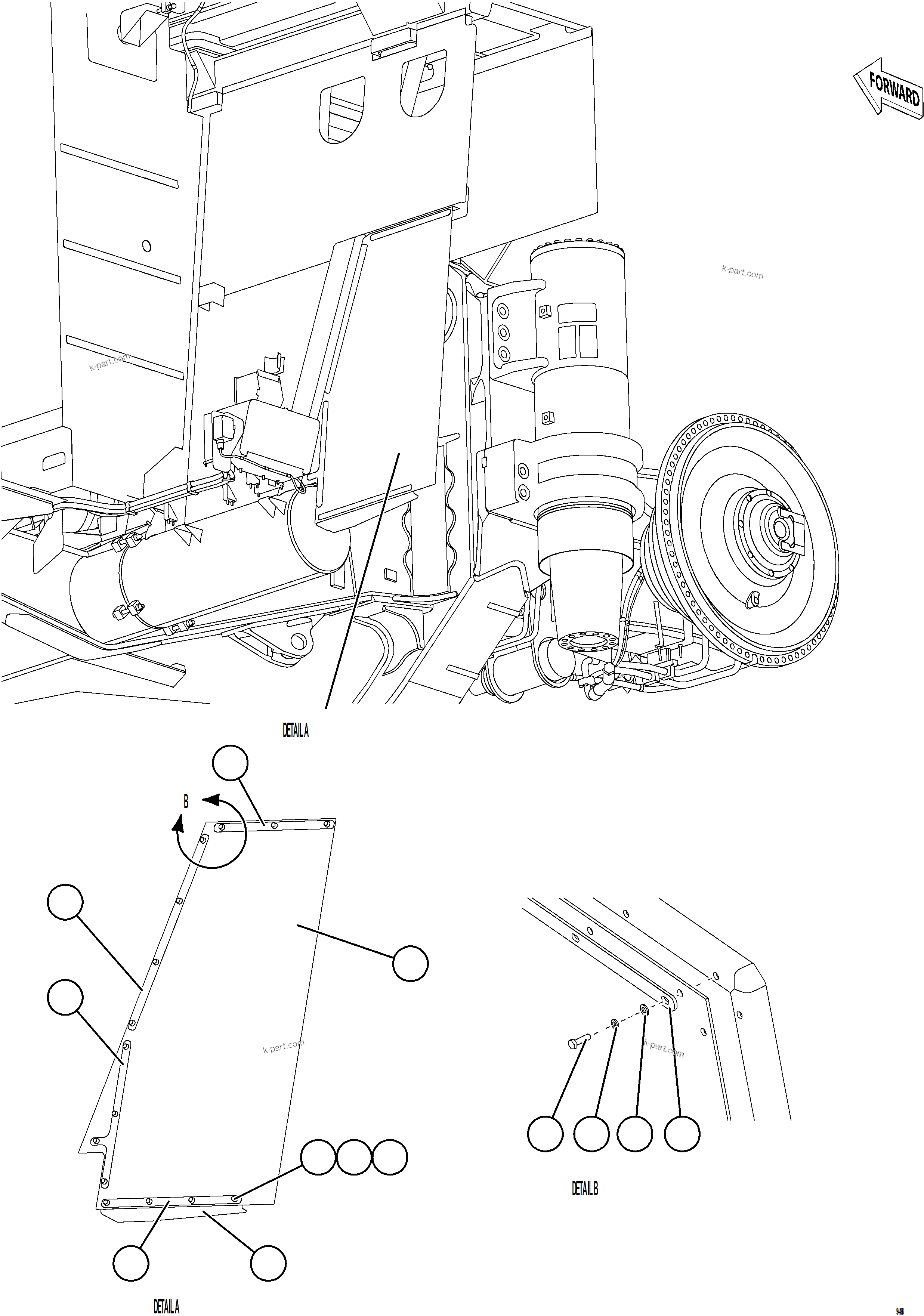Komatsu parts book diagram for AFE78-DJ 930E-5 S/N A40362 - A40363,A40374  KAL: UPRIGHT MUD FLAPS