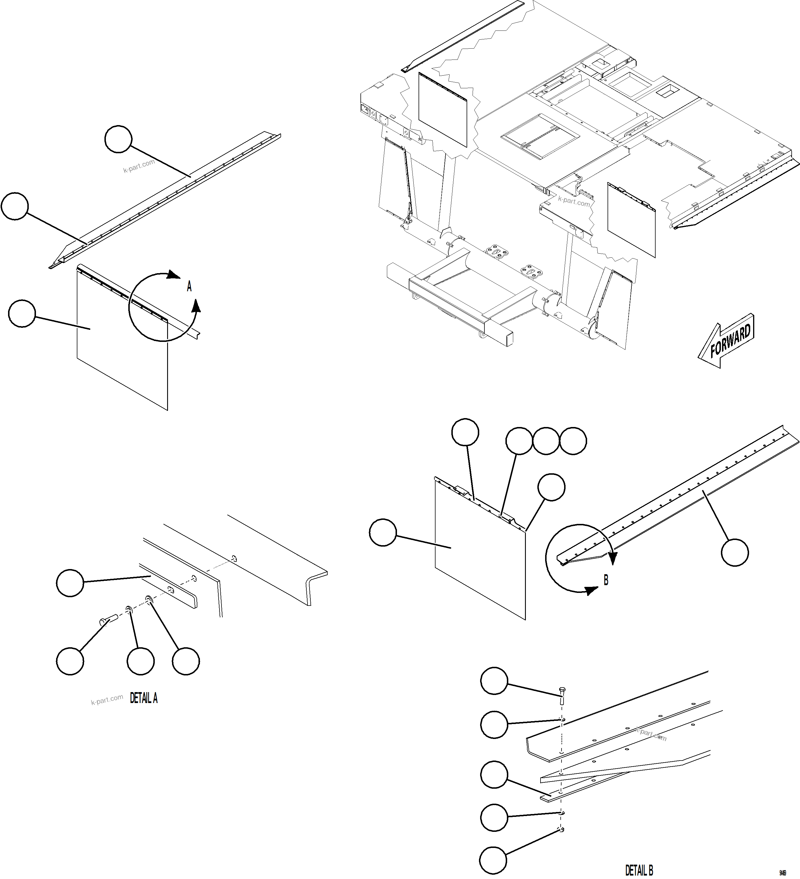 Komatsu parts book diagram for AFE78-DJ 930E-5 S/N A40362 - A40363,A40374  KAL: DECK MUD FLAPS