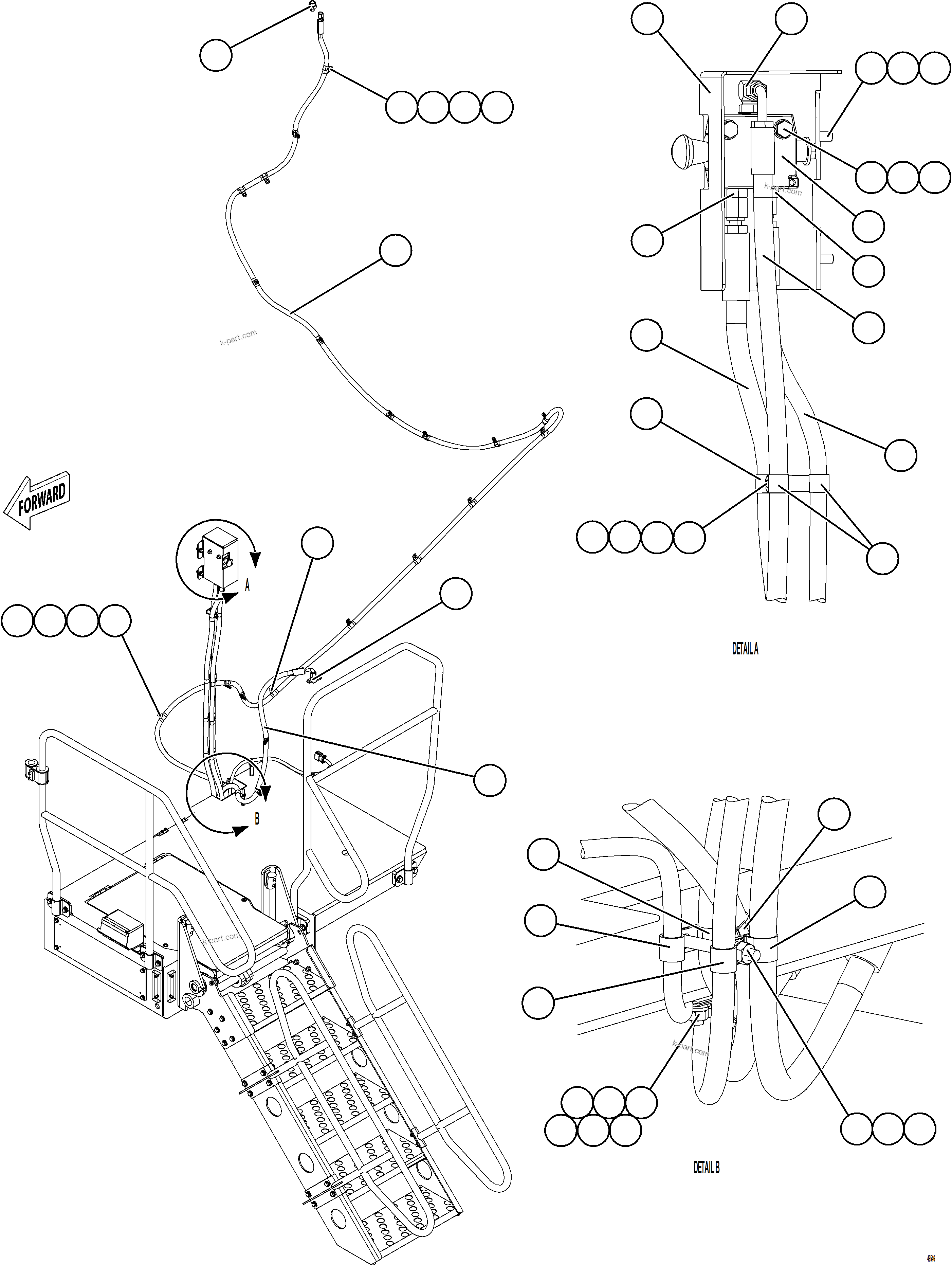 Komatsu parts book diagram for AFE78-DJ 930E-5 S/N A40362 - A40363,A40374  KAL: RETRACTABLE LADDER HYDRAULICS