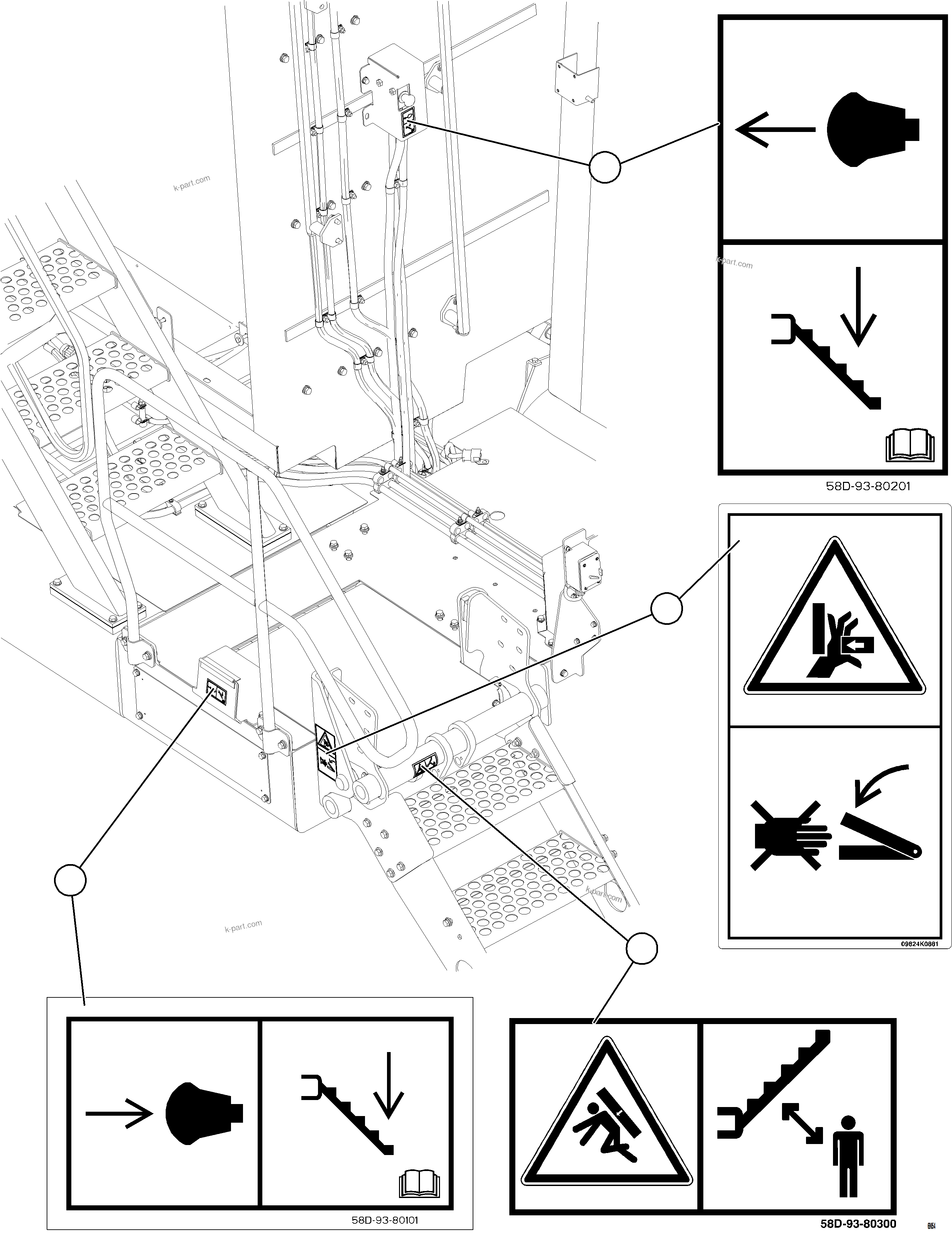 Komatsu parts book diagram for AFE78-DJ 930E-5 S/N A40362 - A40363,A40374  KAL: RETRACTABLE LADDER DECALS