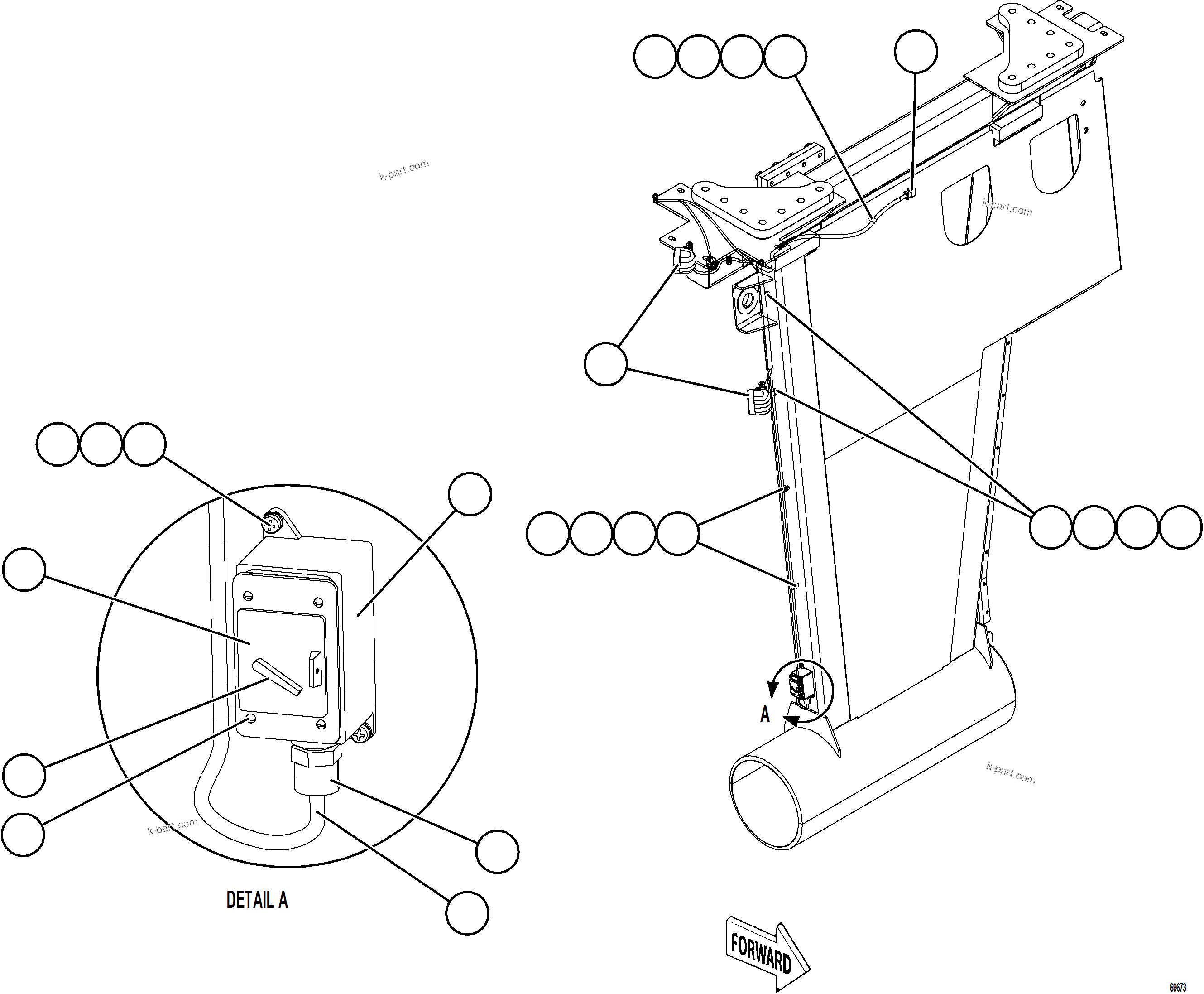 Komatsu parts book diagram for AFE78-DX 930E-5 S/N A40423 - A40425  KSA: LH ENGINE BAY LIGHTS & SWITCH