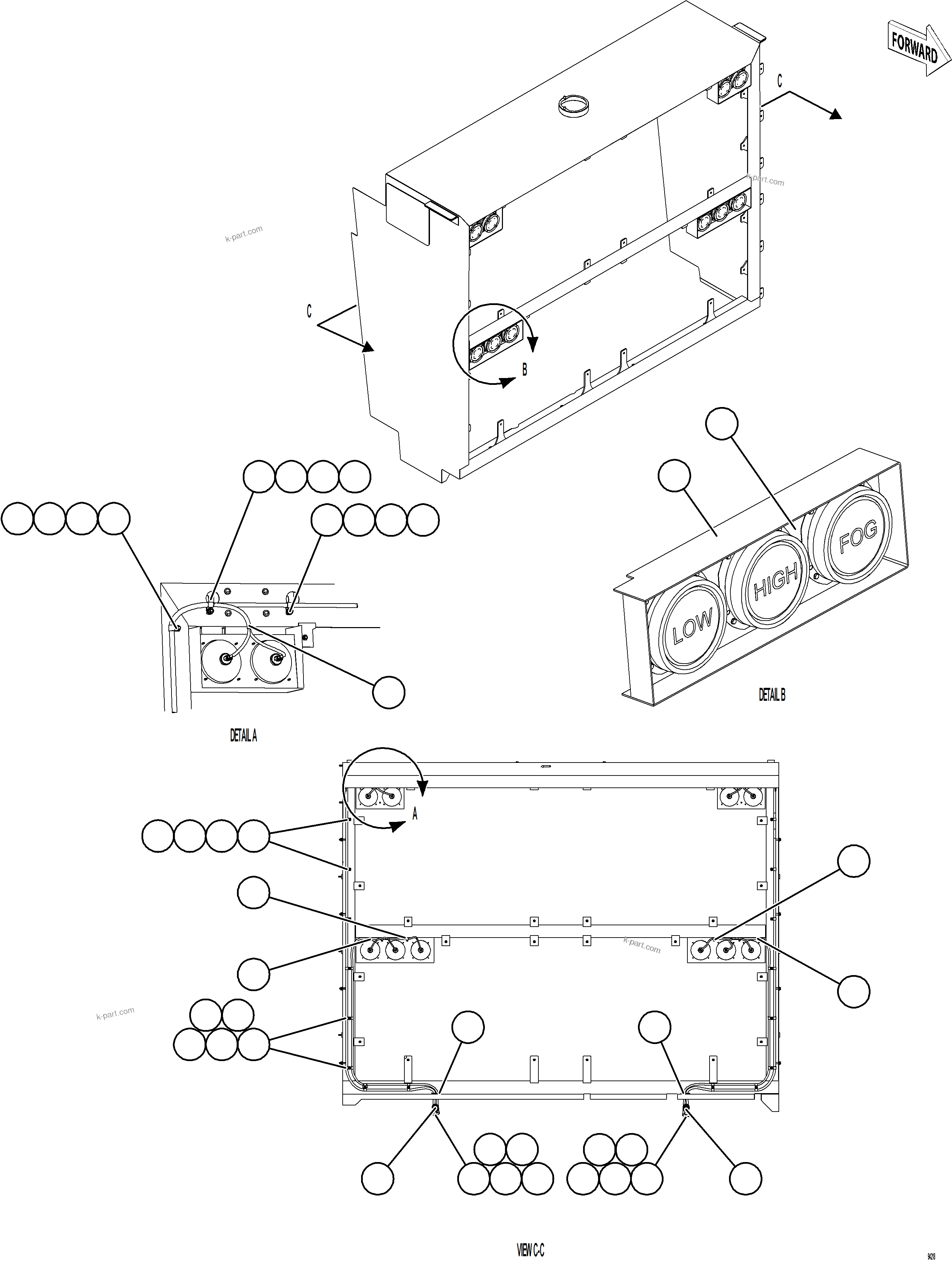 Komatsu parts book diagram for AFE78-DX 930E-5 S/N A40423 - A40425  KSA: HEADLIGHT WIRING HARNESS