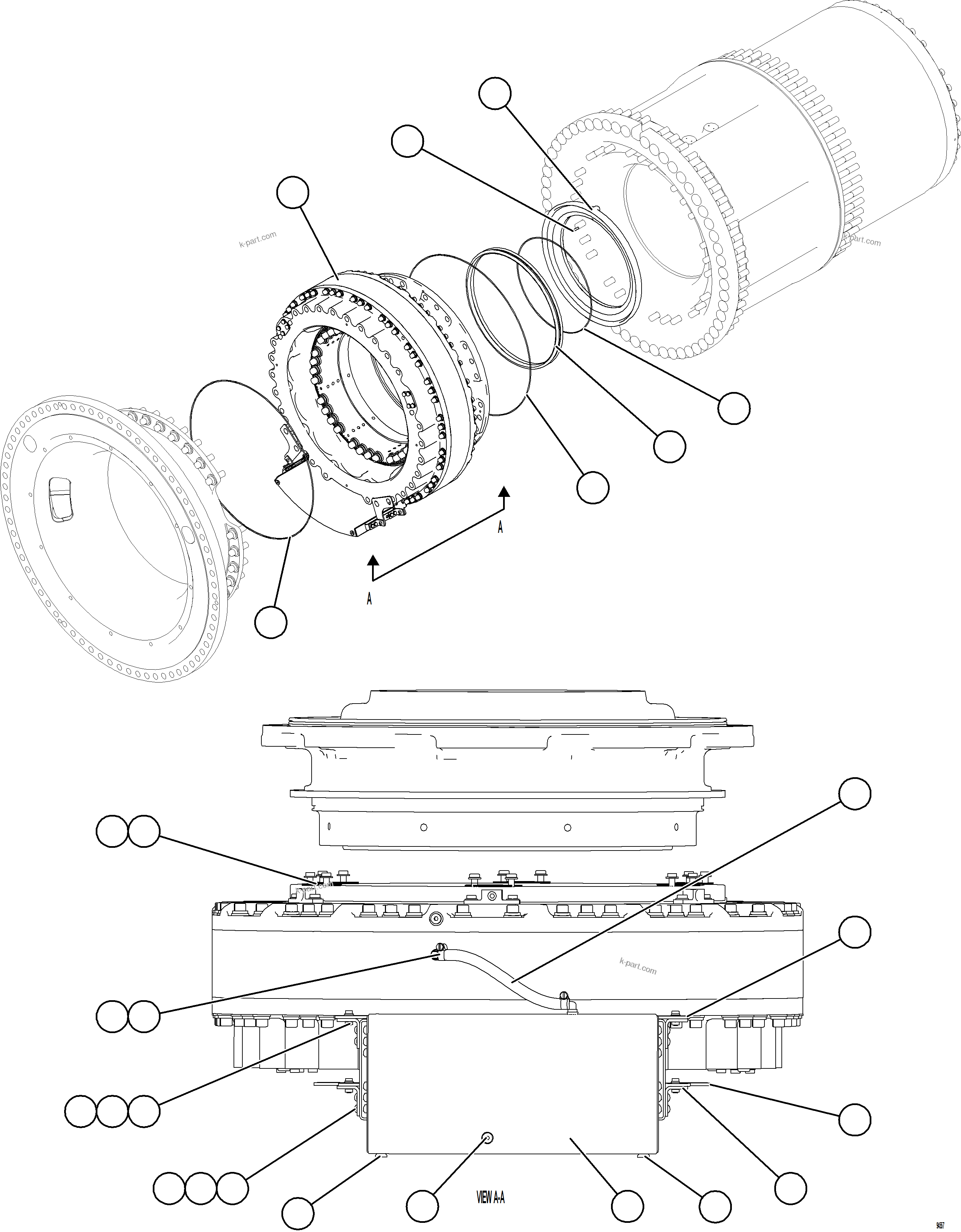 Komatsu parts book diagram for AFE78-DX 930E-5 S/N A40423 - A40425  KSA: REAR BRAKE INSTALLATION