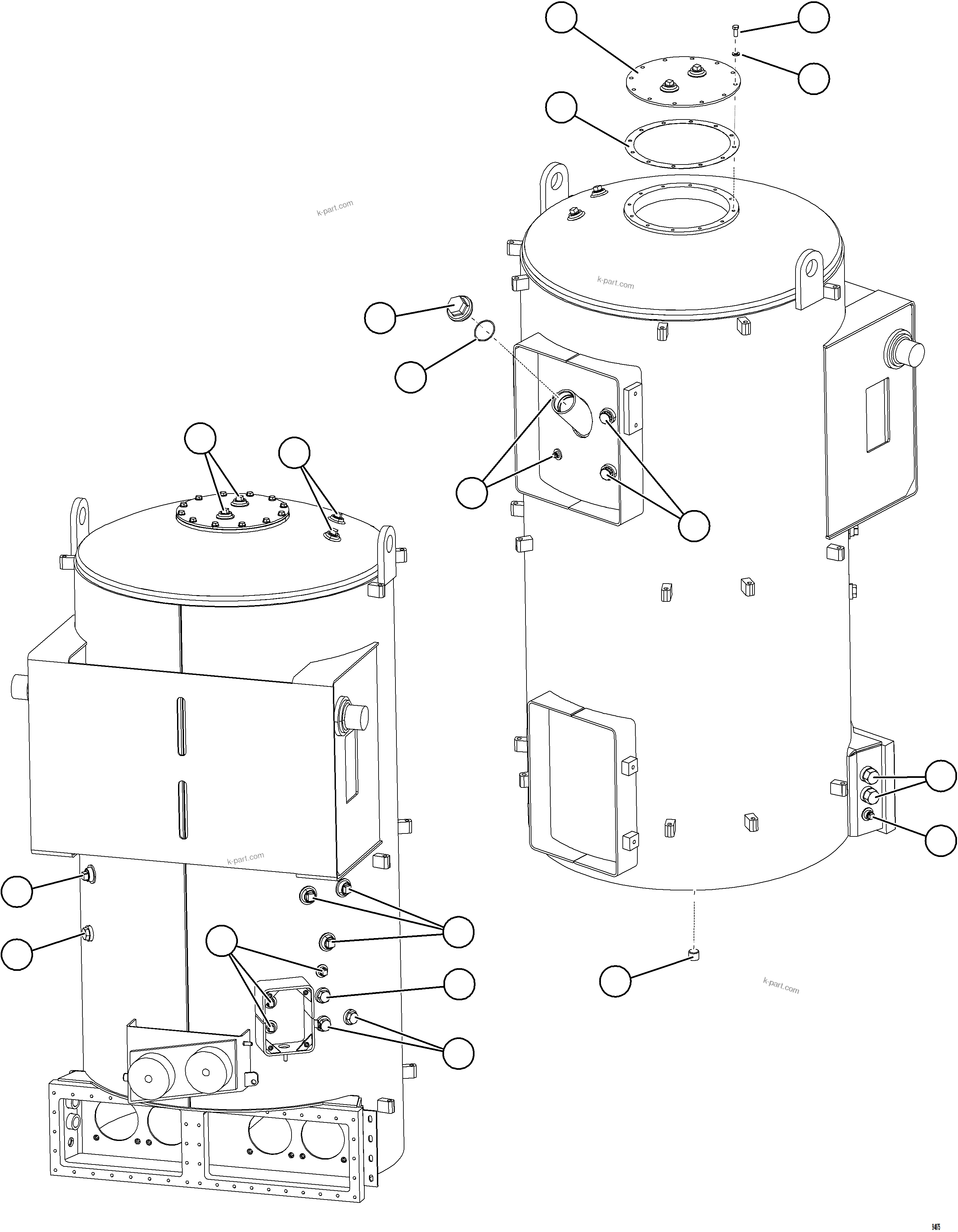 Komatsu parts book diagram for AFE78-DX 930E-5 S/N A40423 - A40425  KSA: HYDRAULIC TANK STRUCTURE