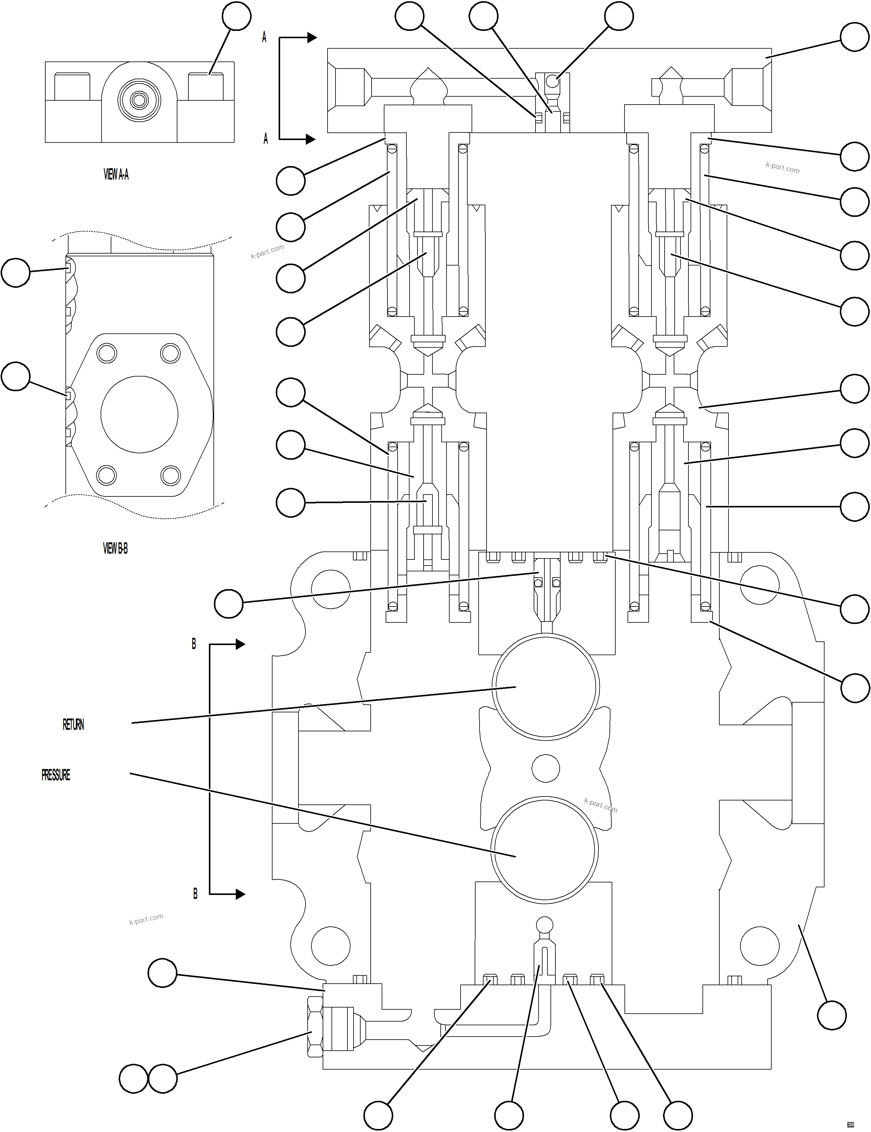 Komatsu parts book diagram for AFE78-DX 930E-5 S/N A40423 - A40425  KSA: SPOOL SECTION ASSEMBLY    VE3810