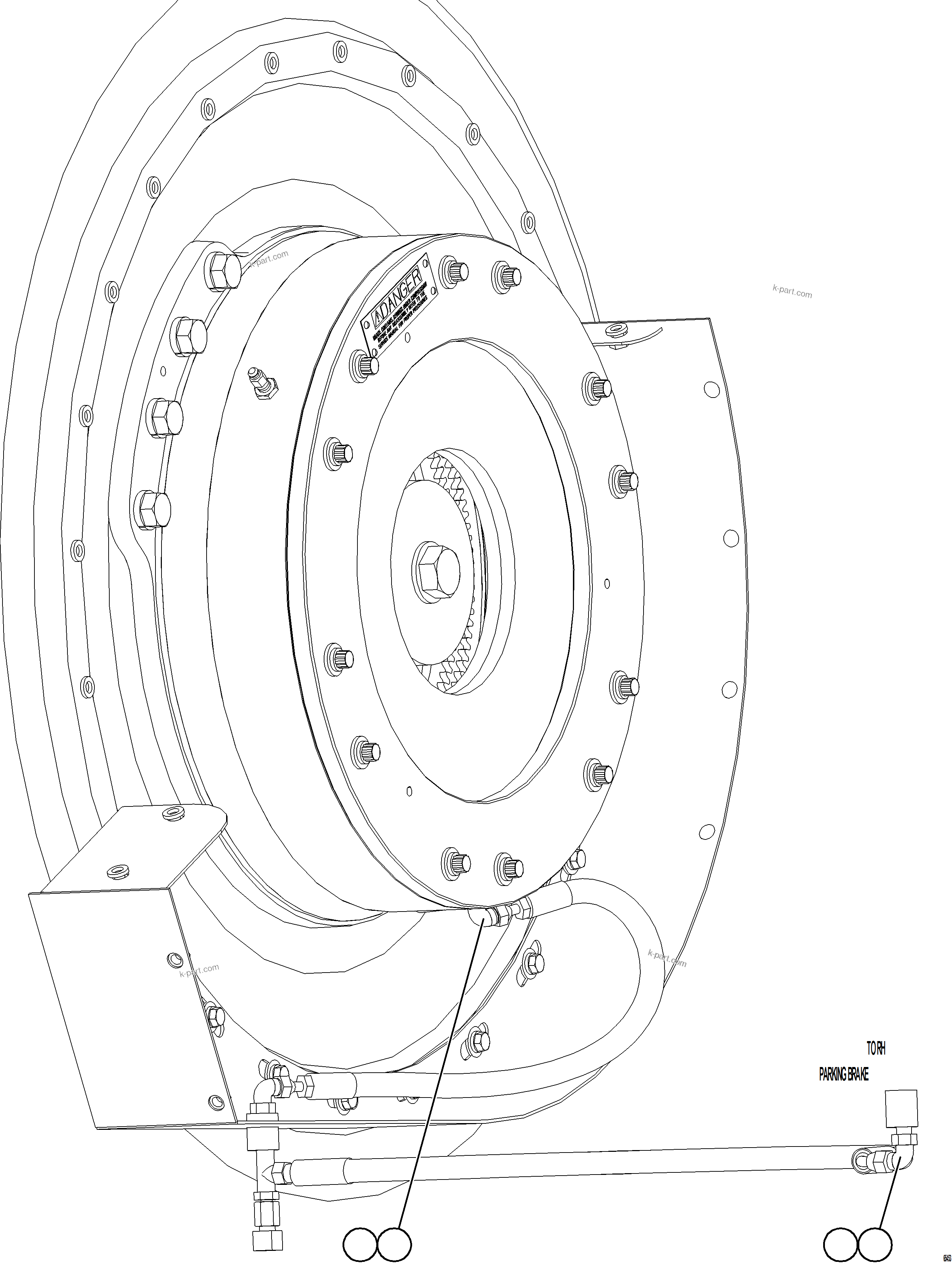 Komatsu parts book diagram for AFE78-DX 930E-5 S/N A40423 - A40425  KSA: PARKING BRAKE PIPING