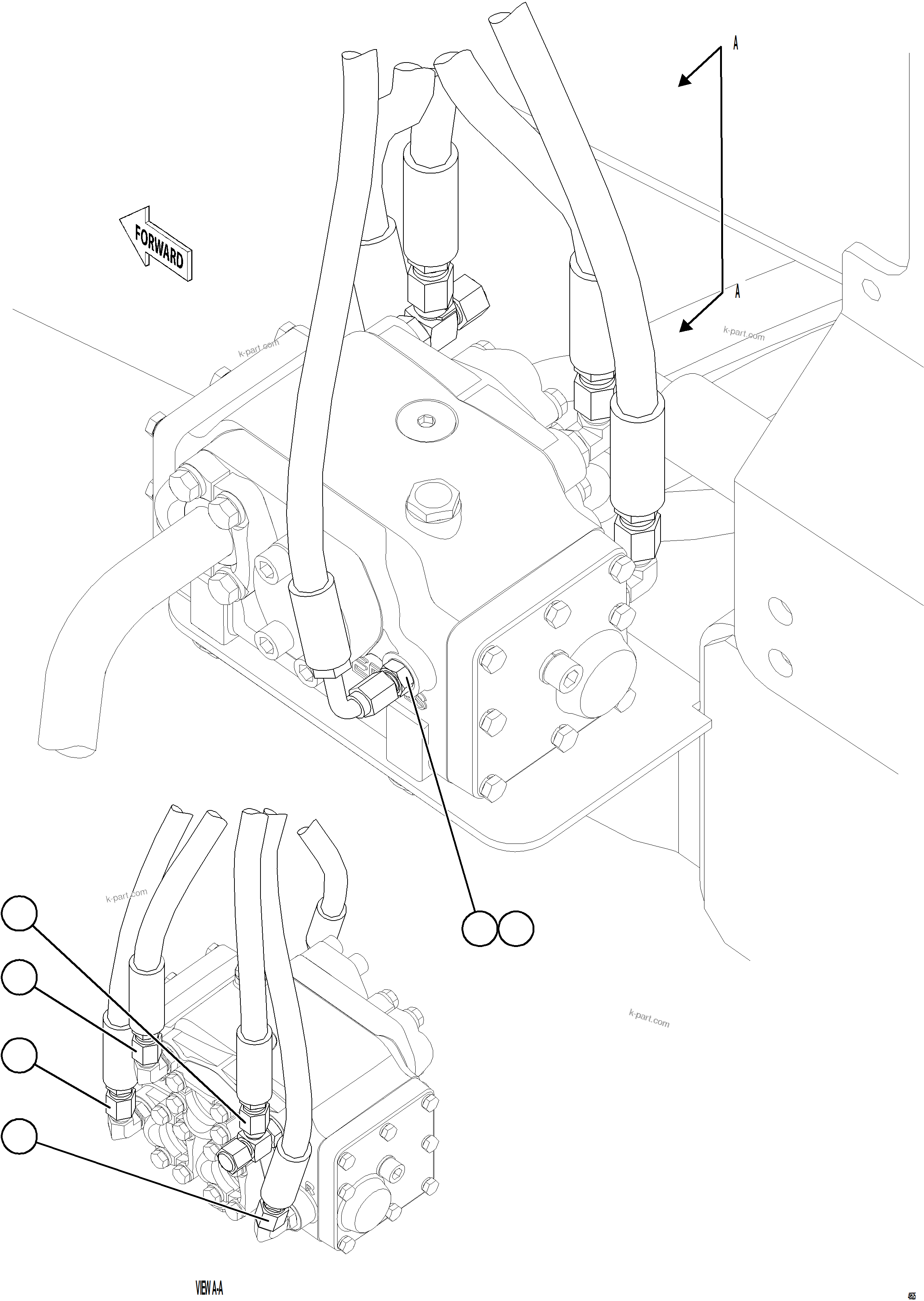 Komatsu parts book diagram for AFE78-DX 930E-5 S/N A40423 - A40425  KSA: FLOW AMPLIFIER PIPING