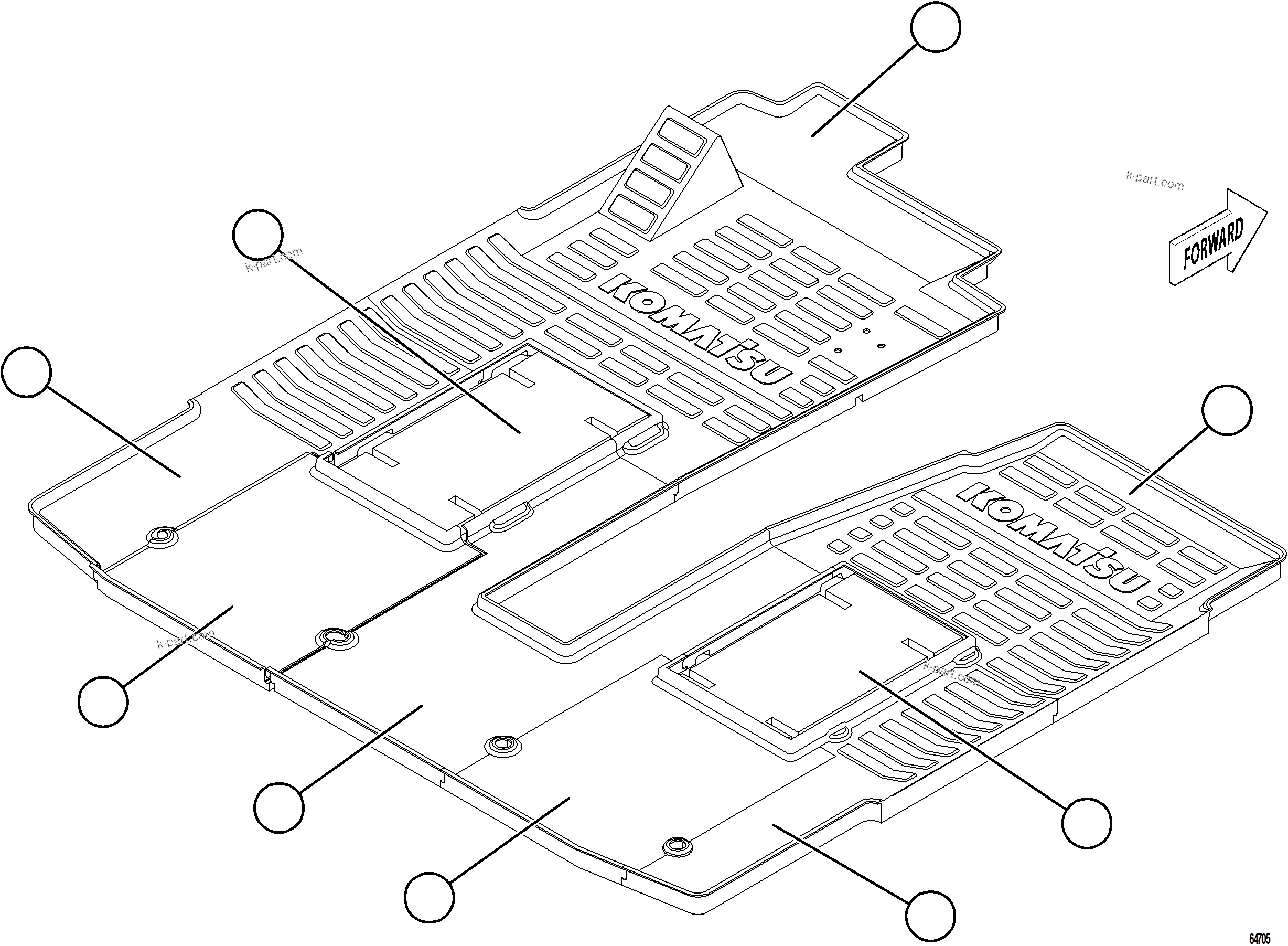 Komatsu parts book diagram for AFE78-DX 930E-5 S/N A40423 - A40425  KSA: CAB FLOORMATS