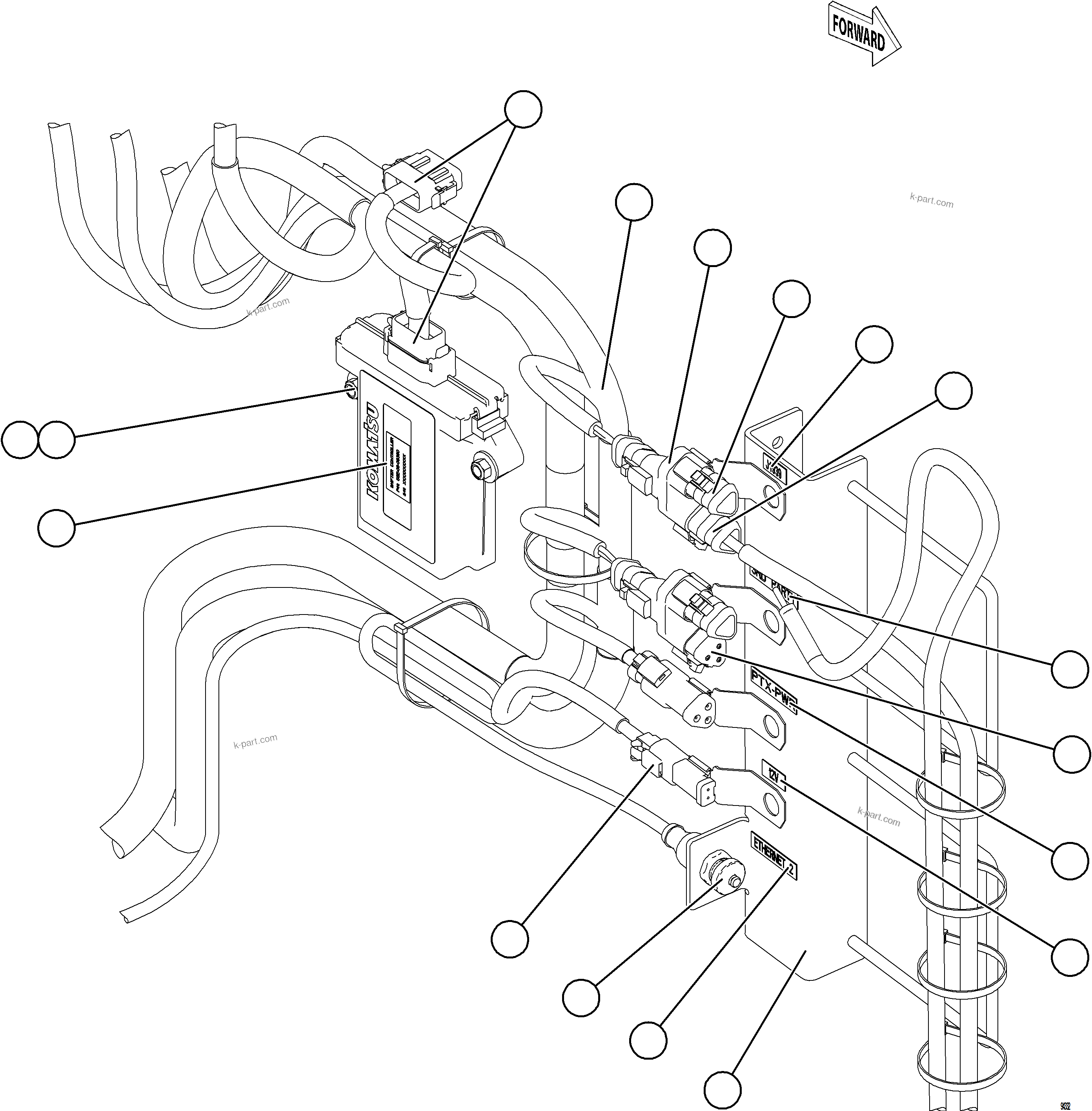 Komatsu parts book diagram for AFE78-DX 930E-5 S/N A40423 - A40425  KSA: CENTER CONSOLE MODULE - ELECTRICAL    2/2