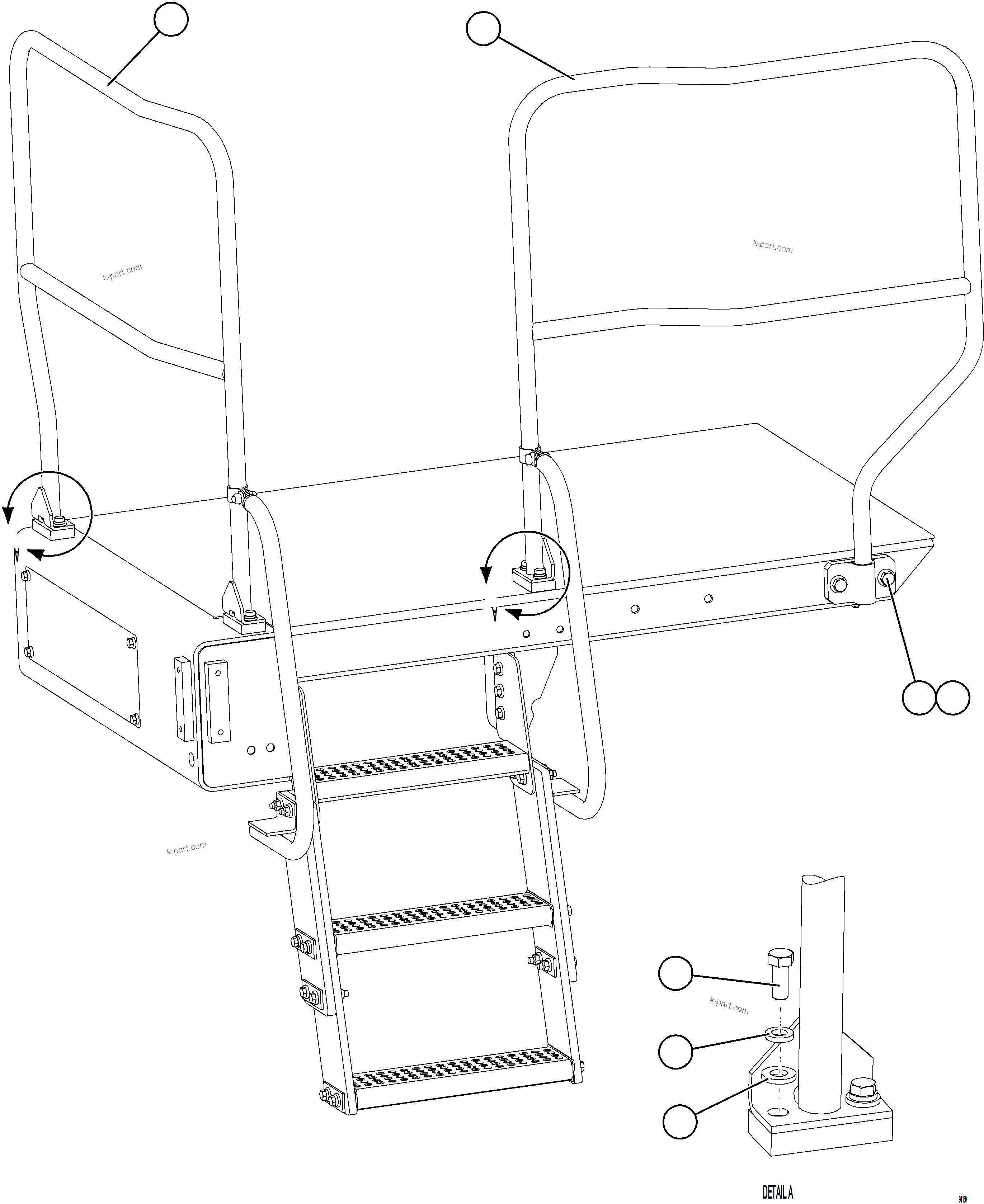 Komatsu parts book diagram for AFE78-DX 930E-5 S/N A40423 - A40425  KSA: LH LOWER PLATFORM HANDRAILS