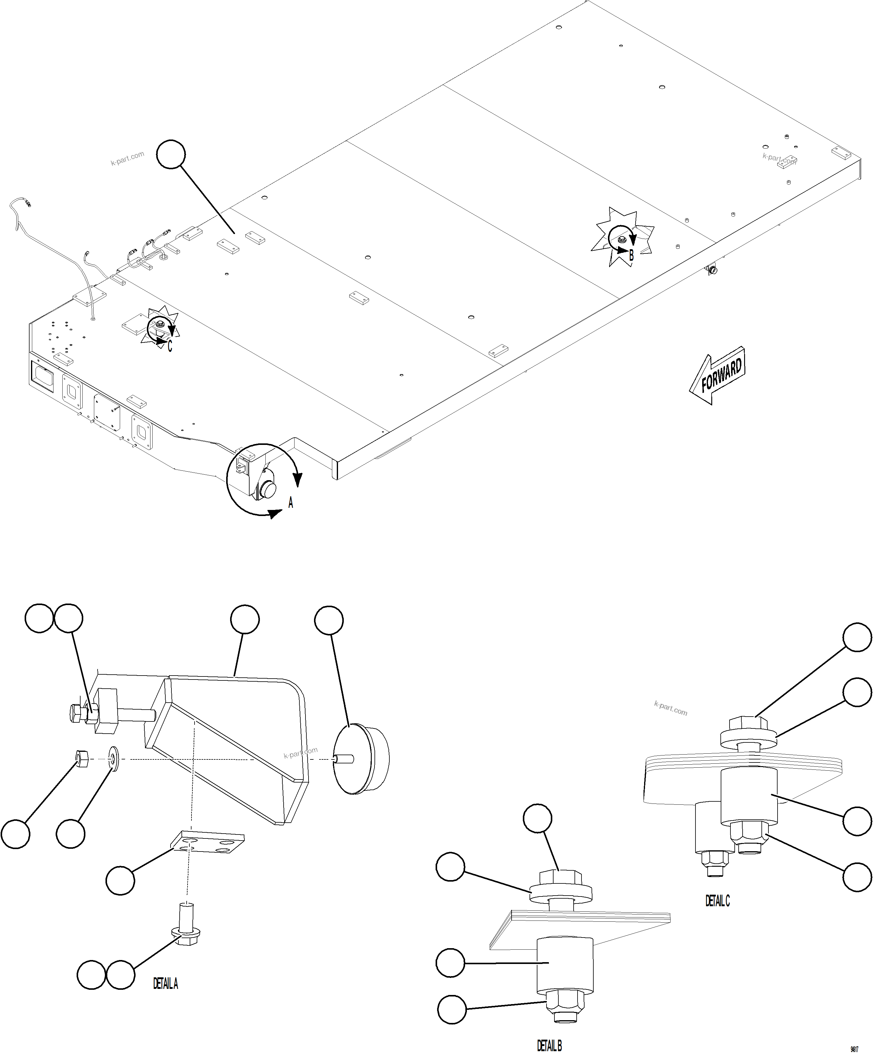 Komatsu parts book diagram for AFE78-DX 930E-5 S/N A40423 - A40425  KSA: RH DECK INSTALLATION