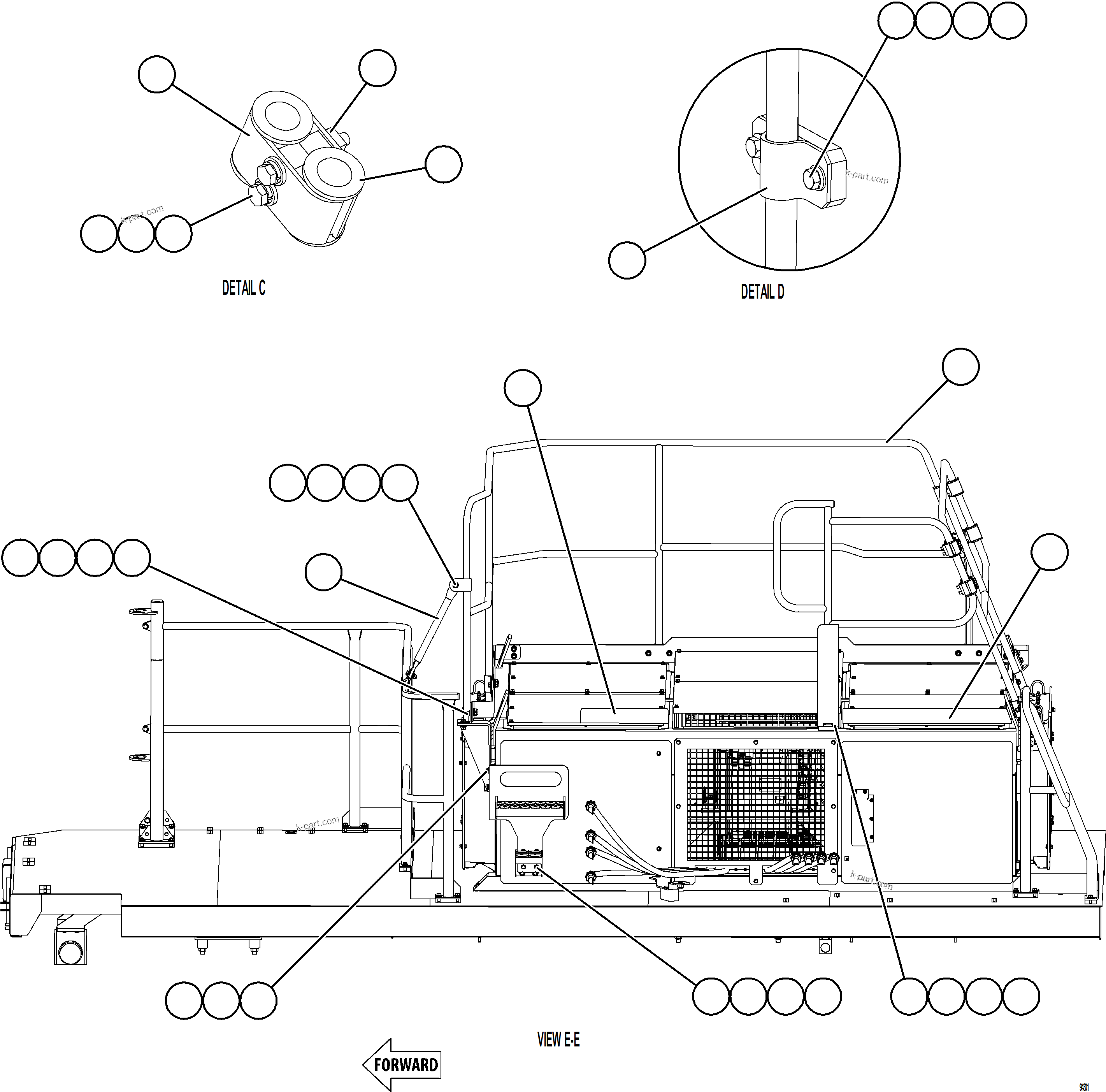 Komatsu parts book diagram for AFE78-DX 930E-5 S/N A40423 - A40425  KSA: RETARDING GRID HANDRAILS    2/2