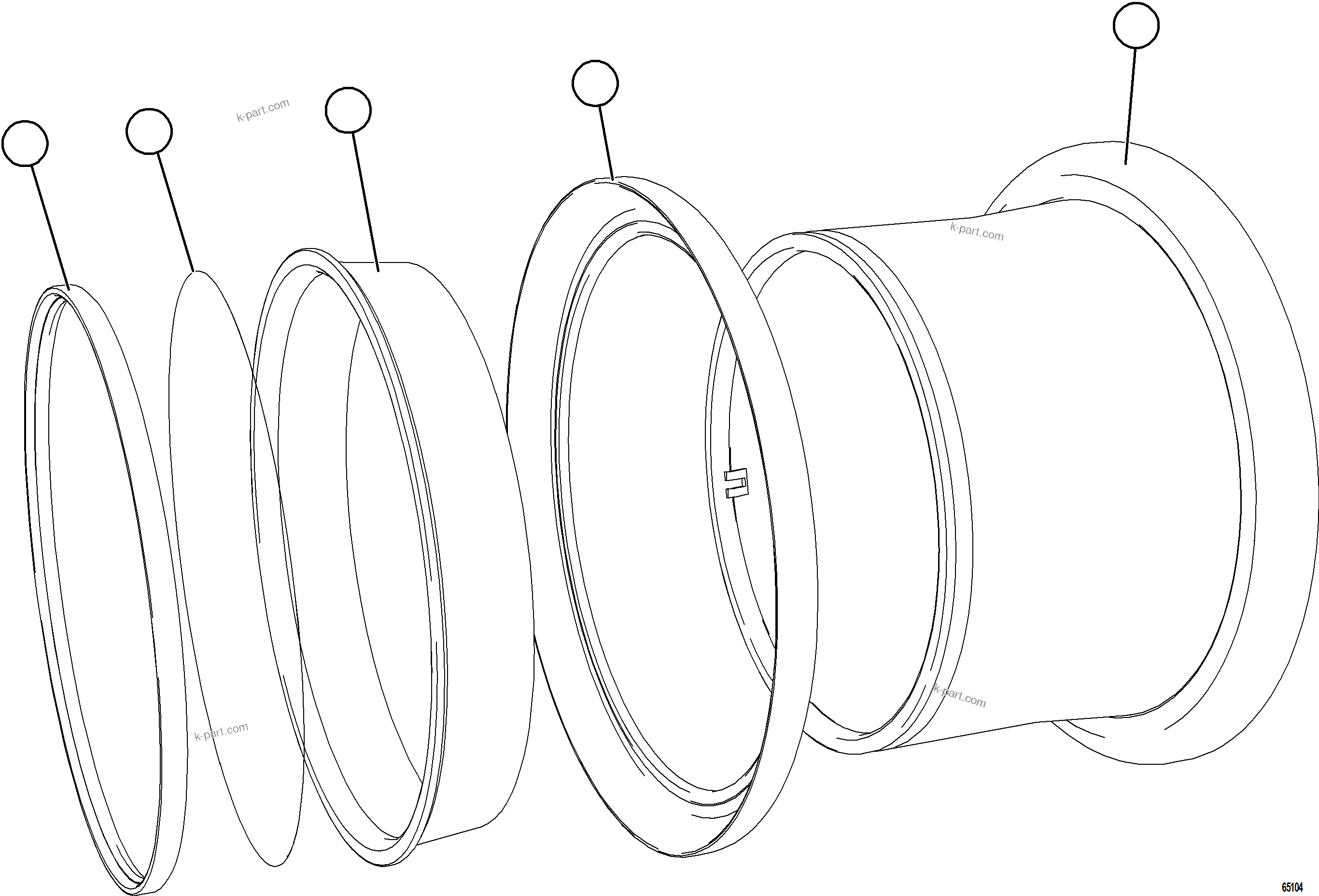 Komatsu parts book diagram for AFE78-DX 930E-5 S/N A40423 - A40425  KSA: STANDARD RIM ASSEMBLY