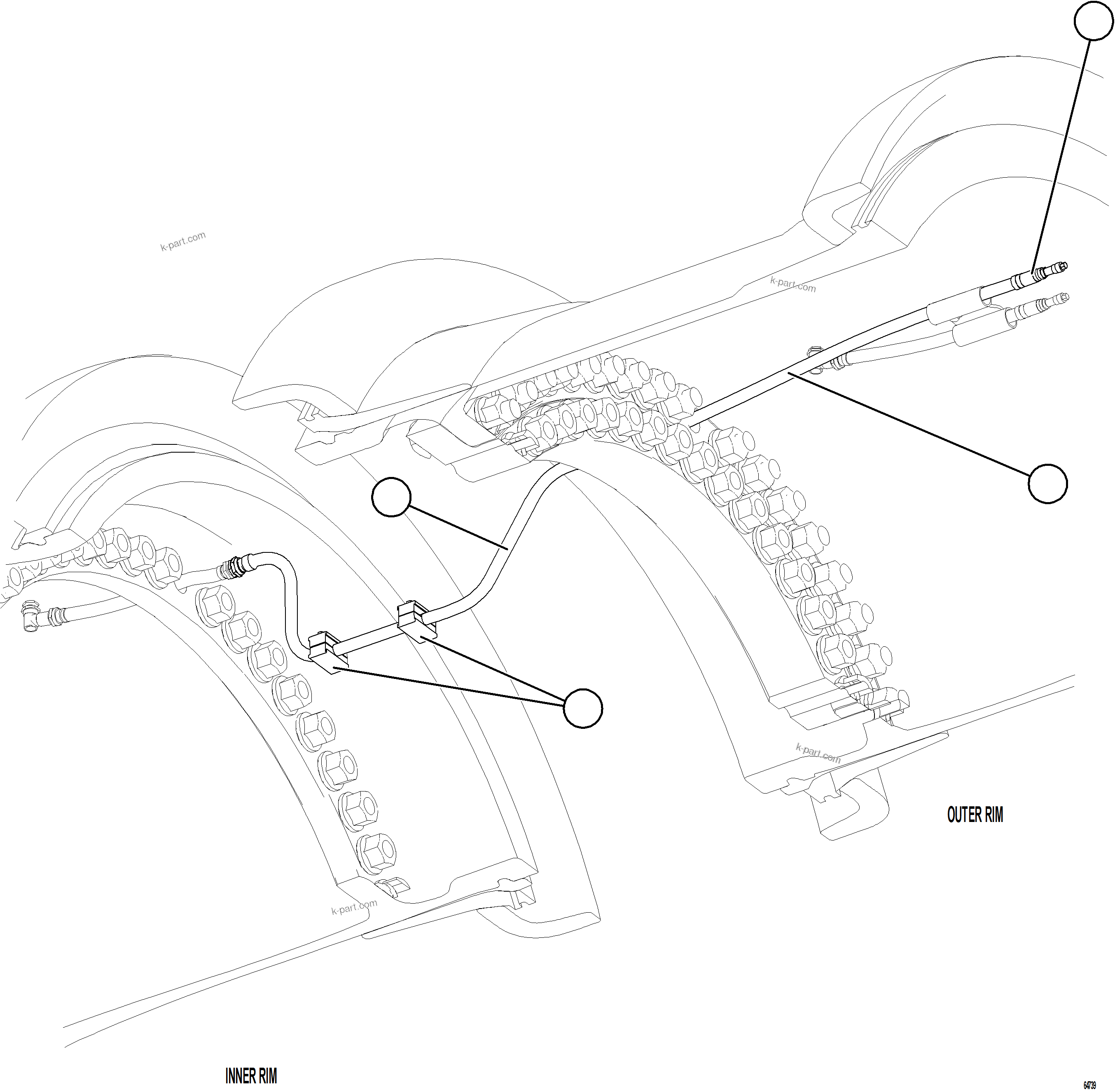 Komatsu parts book diagram for AFE78-DX 930E-5 S/N A40423 - A40425  KSA: TIRE INFLATION COMPONENTS - REAR EXTENSION