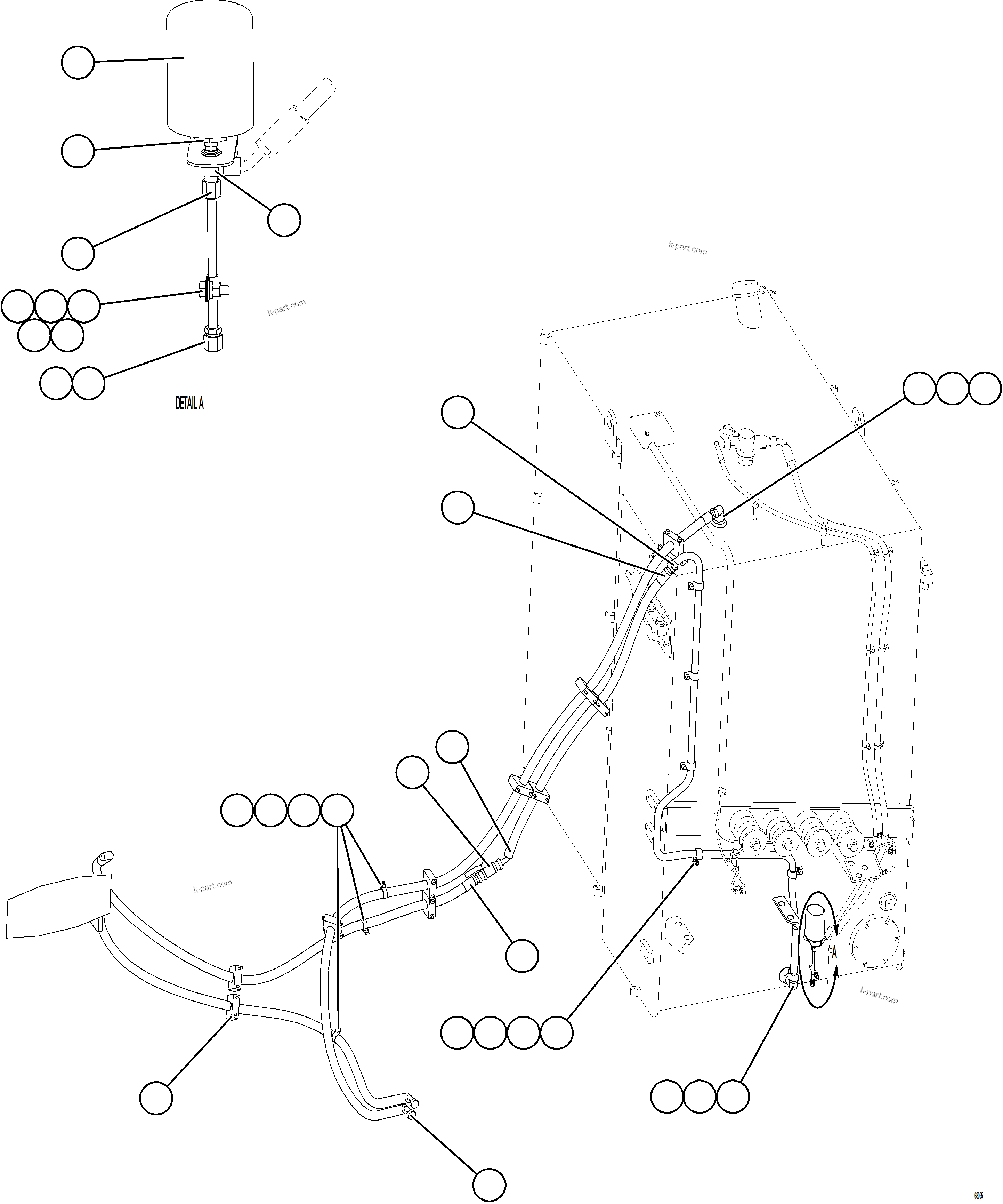 Komatsu parts book diagram for AFE78-ED 930E-5 S/N A40448 - A40450,A40460 - A40462,A40468 - A40470,A40477 - A40479,A40485 - A40487,A40492 - A40494  KW: FUEL SYSTEM PIPING    1/4