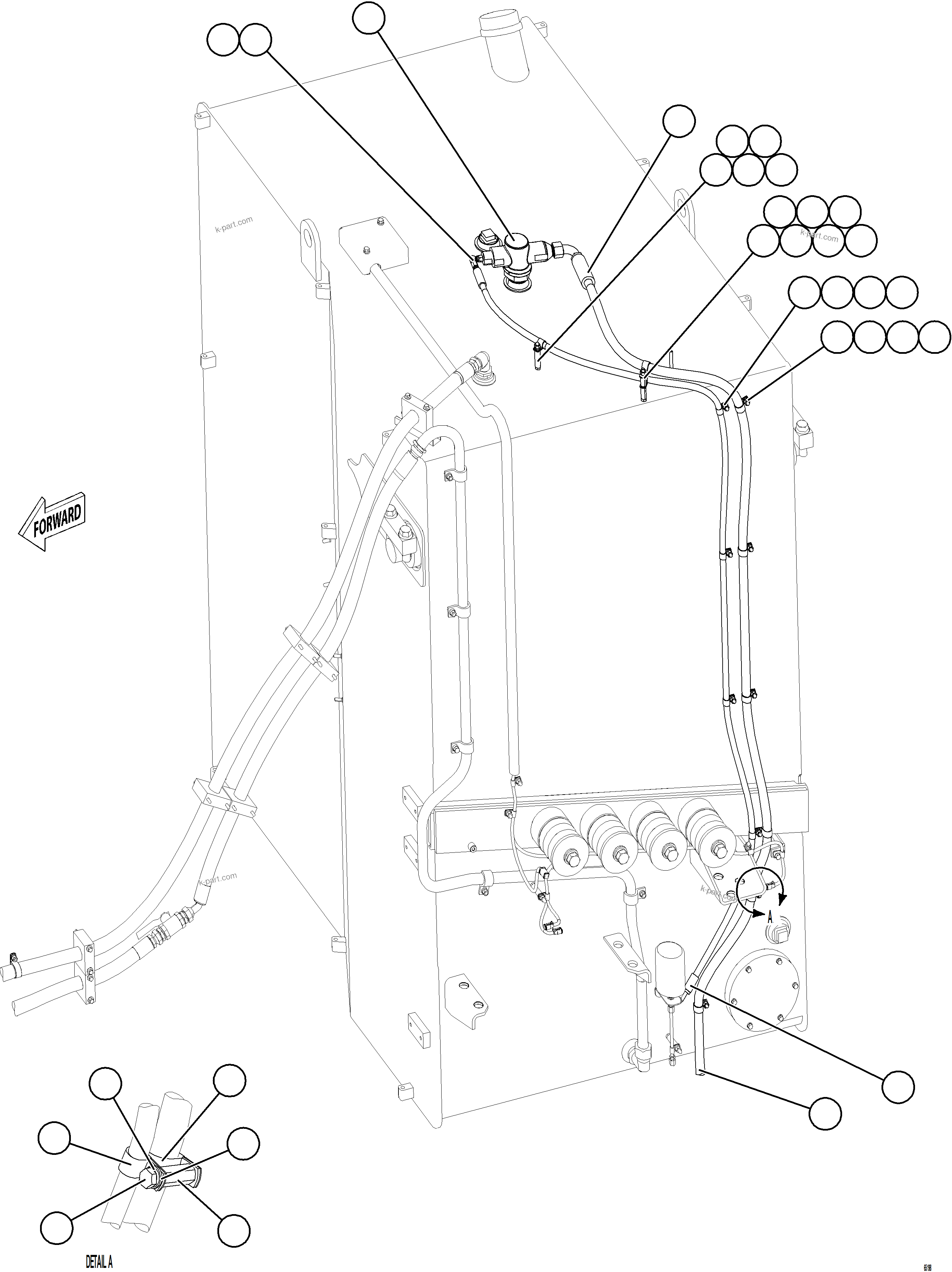 Komatsu parts book diagram for AFE78-ED 930E-5 S/N A40448 - A40450,A40460 - A40462,A40468 - A40470,A40477 - A40479,A40485 - A40487,A40492 - A40494  KW: FUEL SYSTEM PIPING    2/4