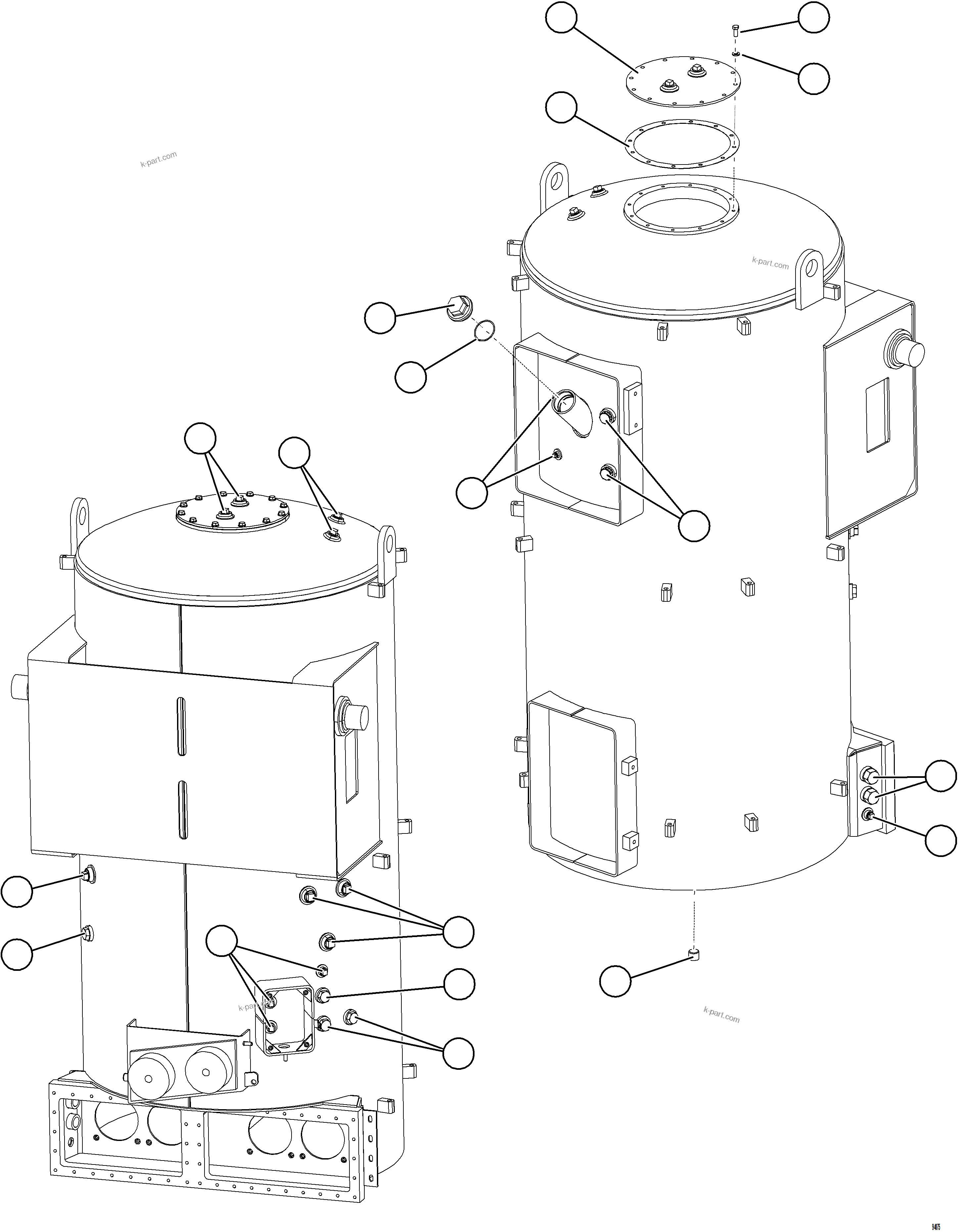Komatsu parts book diagram for AFE78-ED 930E-5 S/N A40448 - A40450,A40460 - A40462,A40468 - A40470,A40477 - A40479,A40485 - A40487,A40492 - A40494  KW: HYDRAULIC TANK STRUCTURE