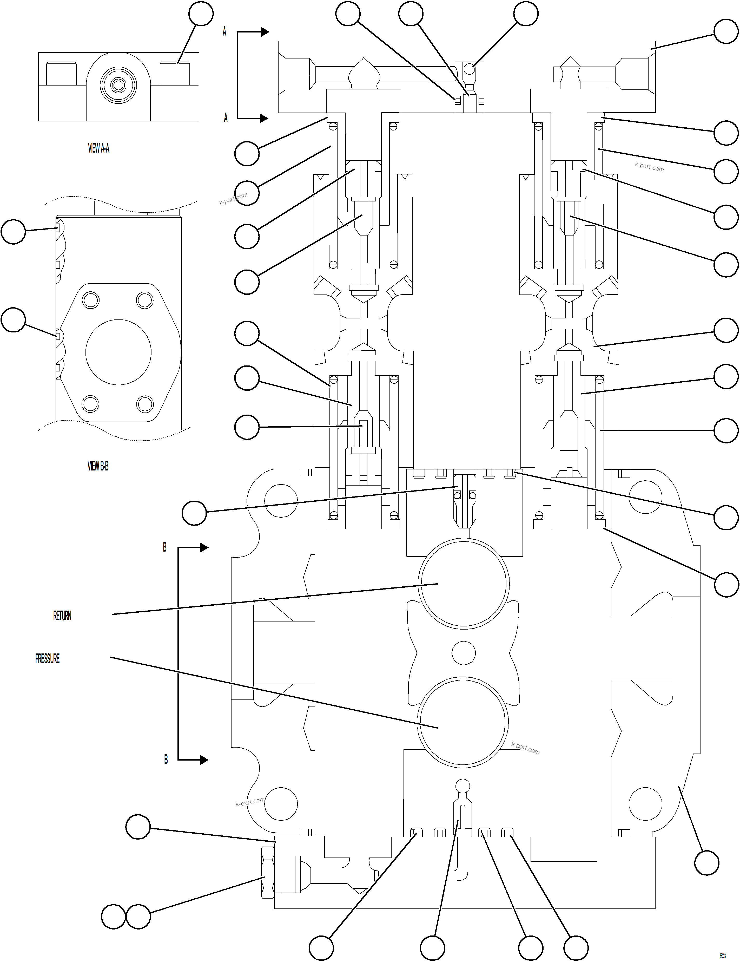 Komatsu parts book diagram for AFE78-ED 930E-5 S/N A40448 - A40450,A40460 - A40462,A40468 - A40470,A40477 - A40479,A40485 - A40487,A40492 - A40494  KW: SPOOL SECTION ASSEMBLY