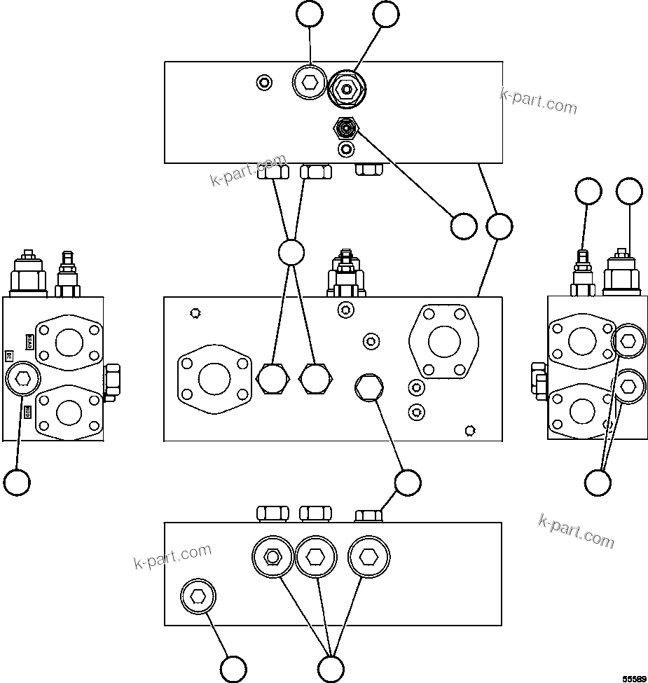 Komatsu parts book diagram for AFE78-ED 930E-5 S/N A40448 - A40450,A40460 - A40462,A40468 - A40470,A40477 - A40479,A40485 - A40487,A40492 - A40494  KW: OVERCENTER VALVE ASSEMBLY