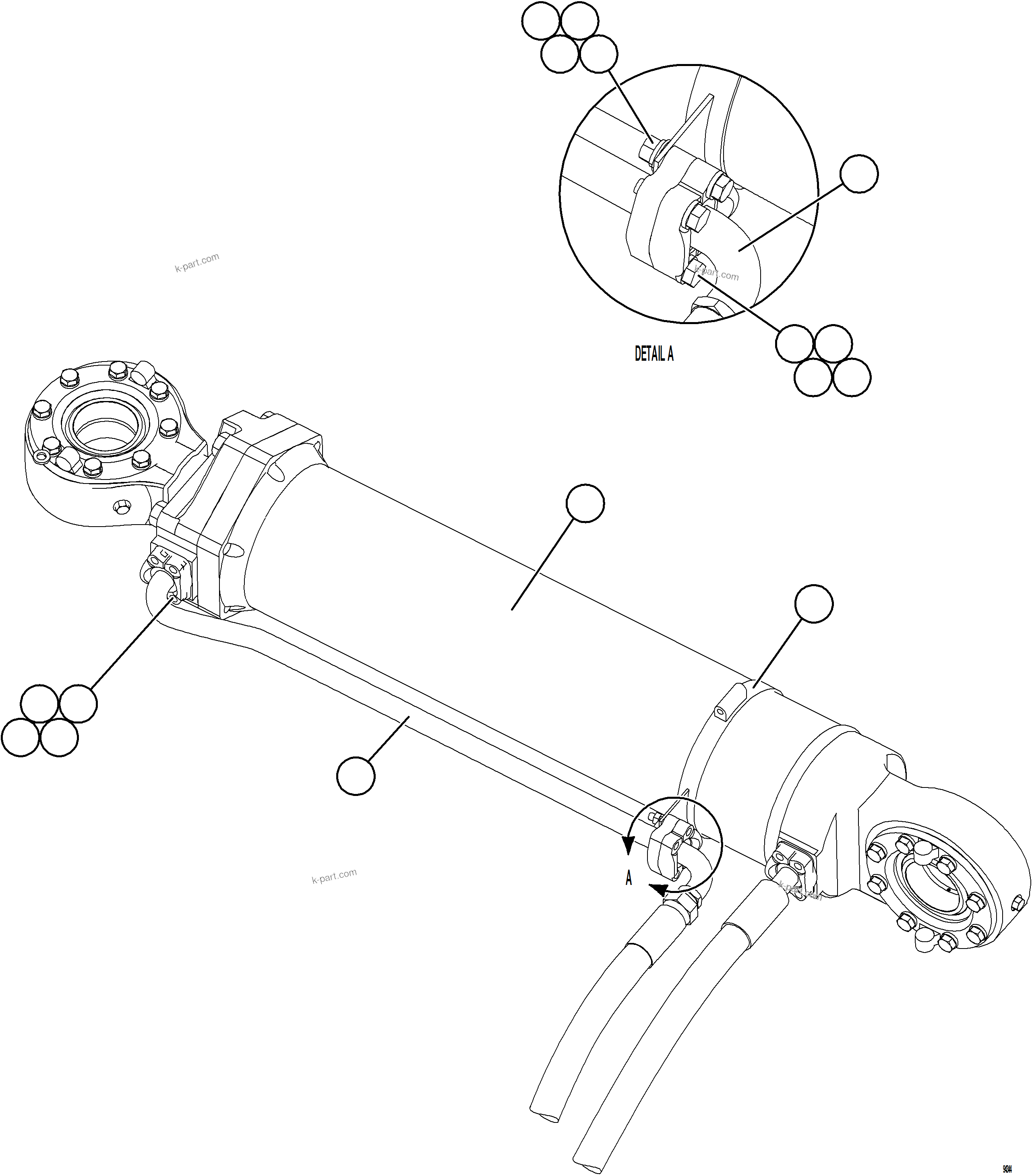 Komatsu parts book diagram for AFE78-ED 930E-5 S/N A40448 - A40450,A40460 - A40462,A40468 - A40470,A40477 - A40479,A40485 - A40487,A40492 - A40494  KW: STEERING CYLINDER PIPING    2/2