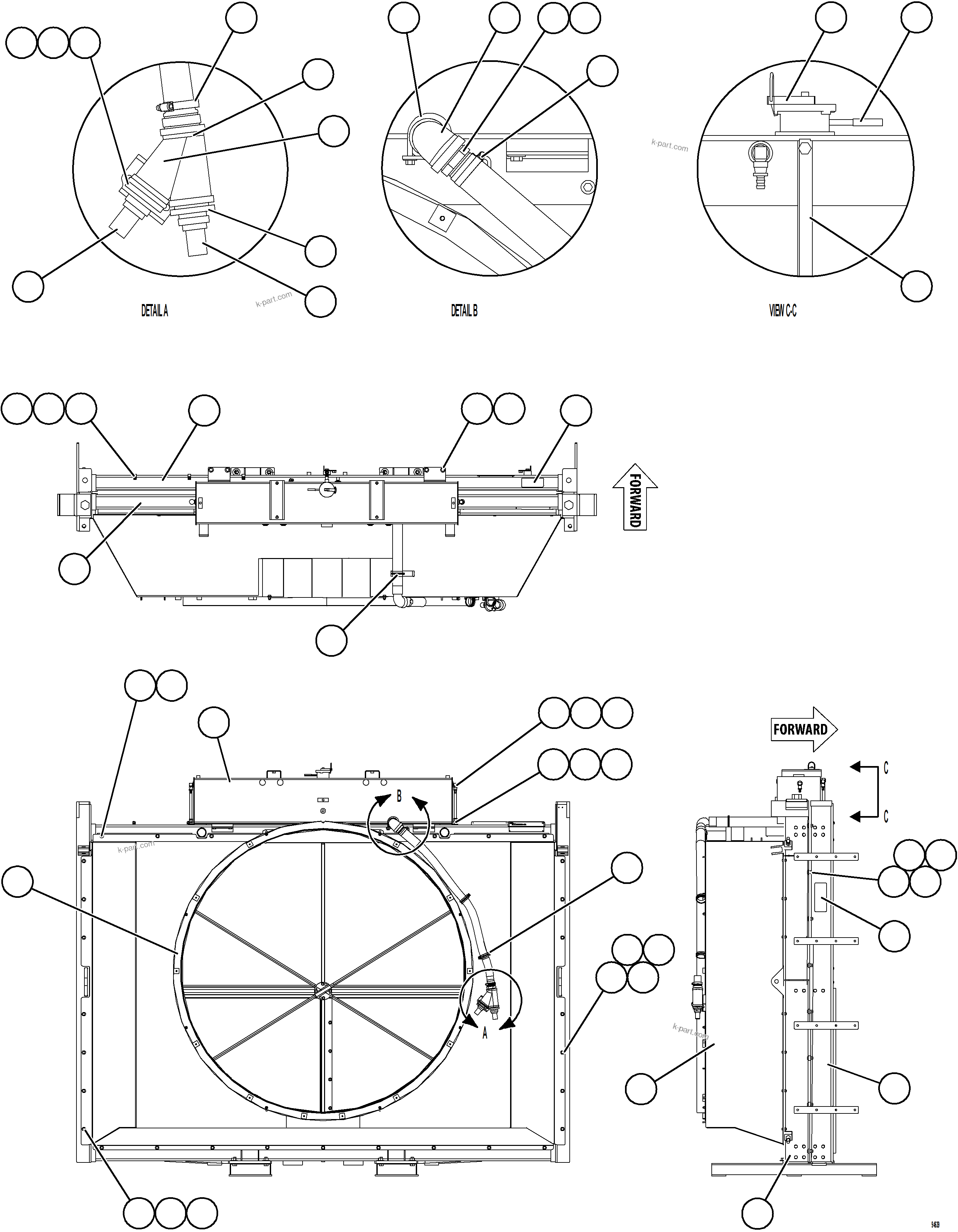 Komatsu parts book diagram for AFE78-EM 930E-5 S/N A40502 - A40505  KSA: RADIATOR & SHROUD ASSEMBLY