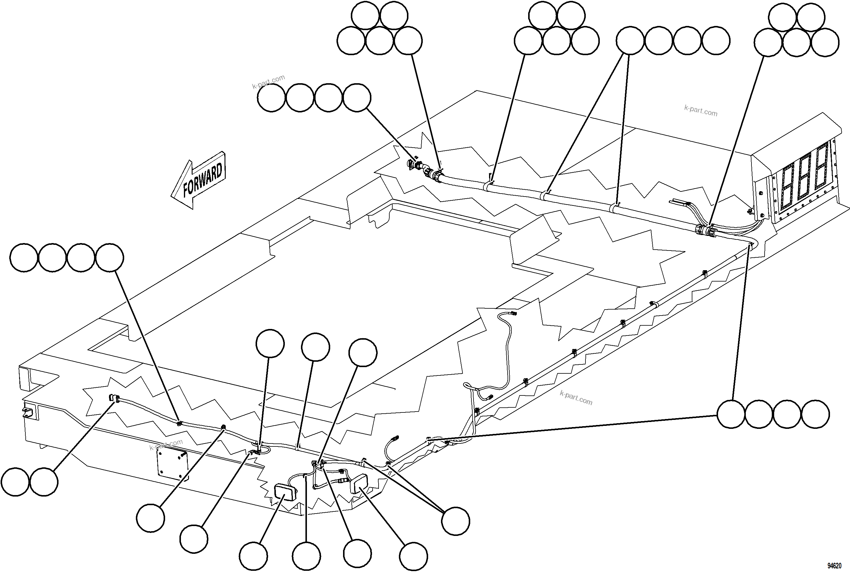 Komatsu parts book diagram for AFE78-EM 930E-5 S/N A40502 - A40505  KSA: LH DECK WIRING HARNESS & LIGHTS