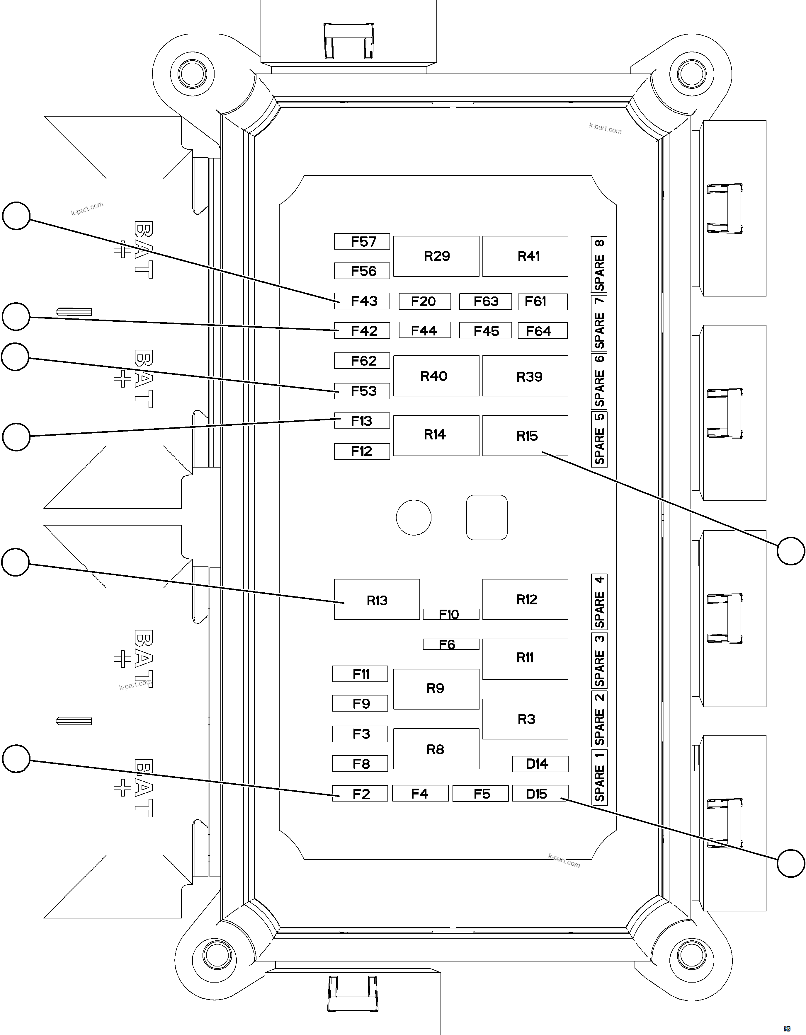 Komatsu parts book diagram for AFE78-EM 930E-5 S/N A40502 - A40505  KSA: VEHICLE ELECTRICAL CENTER VEC-89