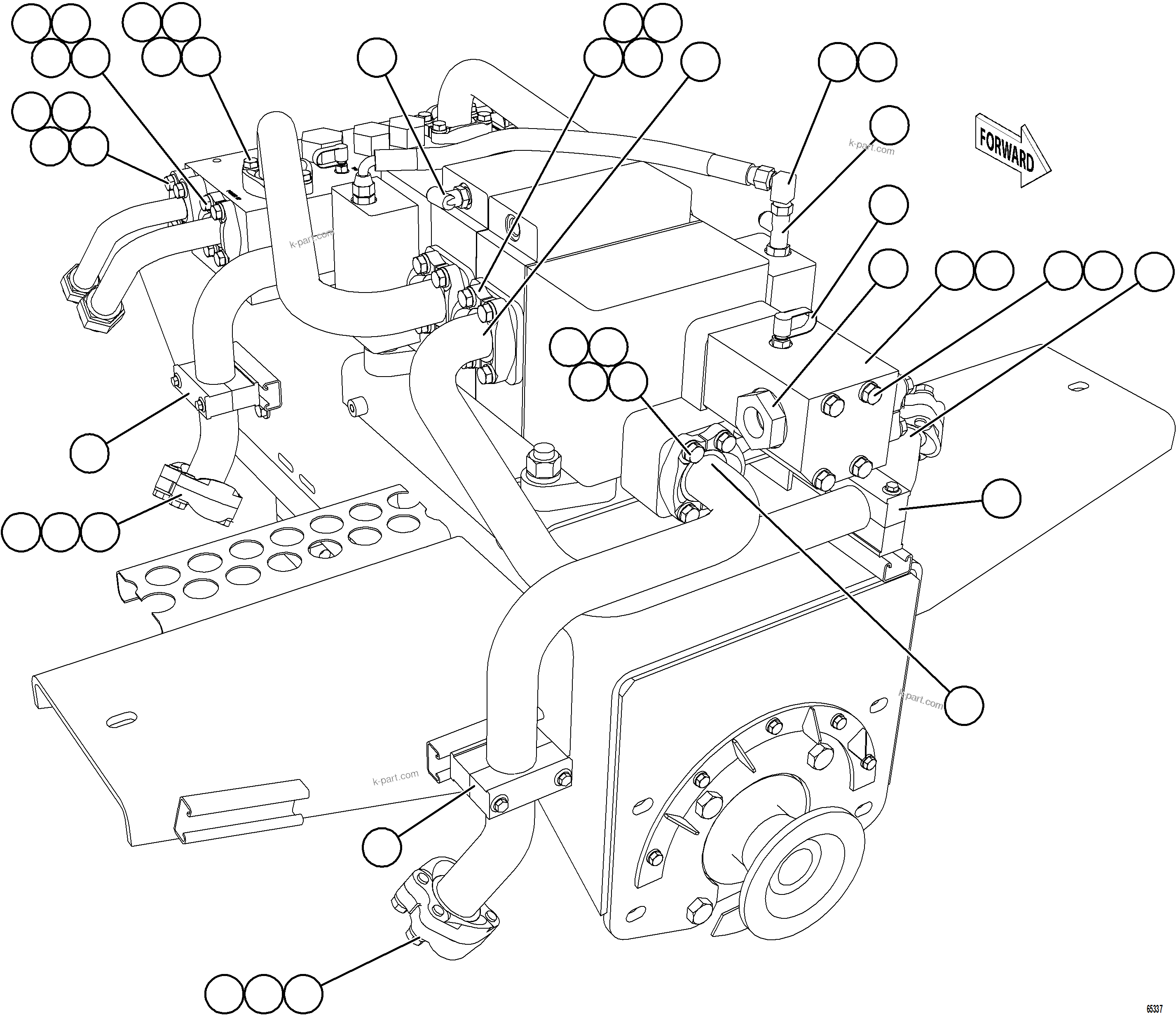Komatsu parts book diagram for AFE78-EM 930E-5 S/N A40502 - A40505  KSA: VALVE/PUMP MODULE PIPING    2/3