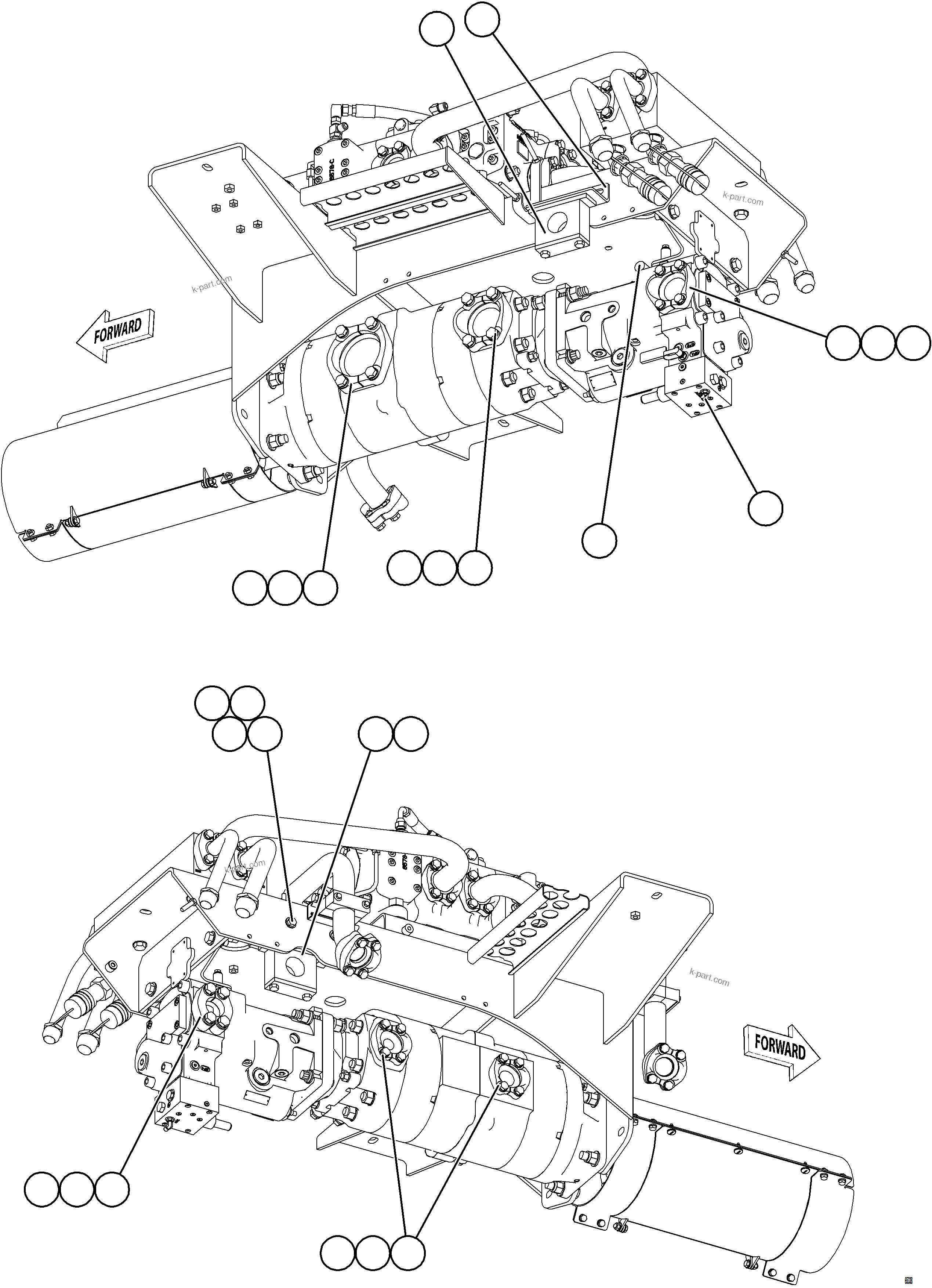 Komatsu parts book diagram for AFE78-EM 930E-5 S/N A40502 - A40505  KSA: VALVE/PUMP MODULE PIPING    3/3